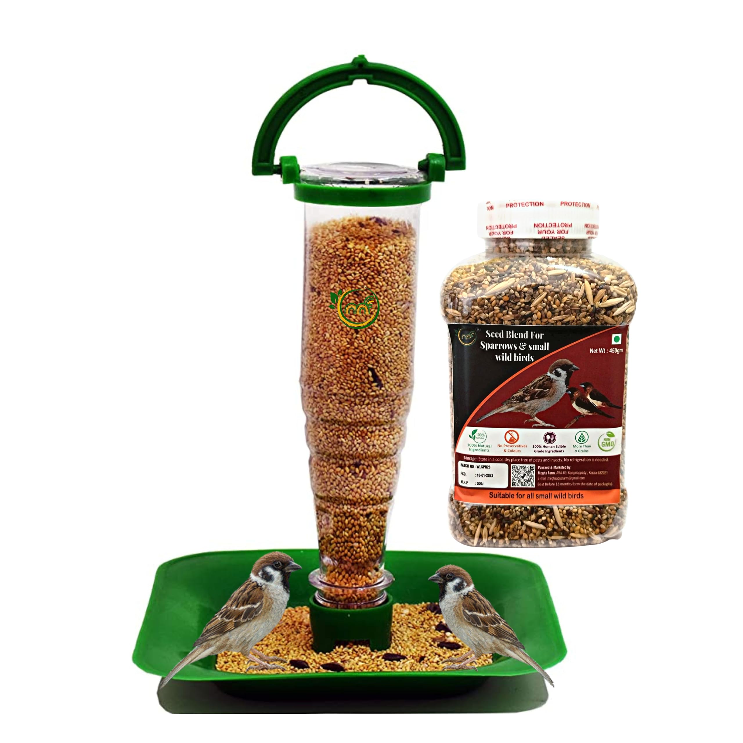 Sparrow Feed and Feeder Combo Bird Feed and Nano Bird Feeder, More Than 6 Grains for All Small Wild Birds, House Sparrows, Finches (Feed and Feeder Combo, 400 Gram 1 Pack) (B0B9RJ4FXD) Amazon Price History, Amazon Price Tracker