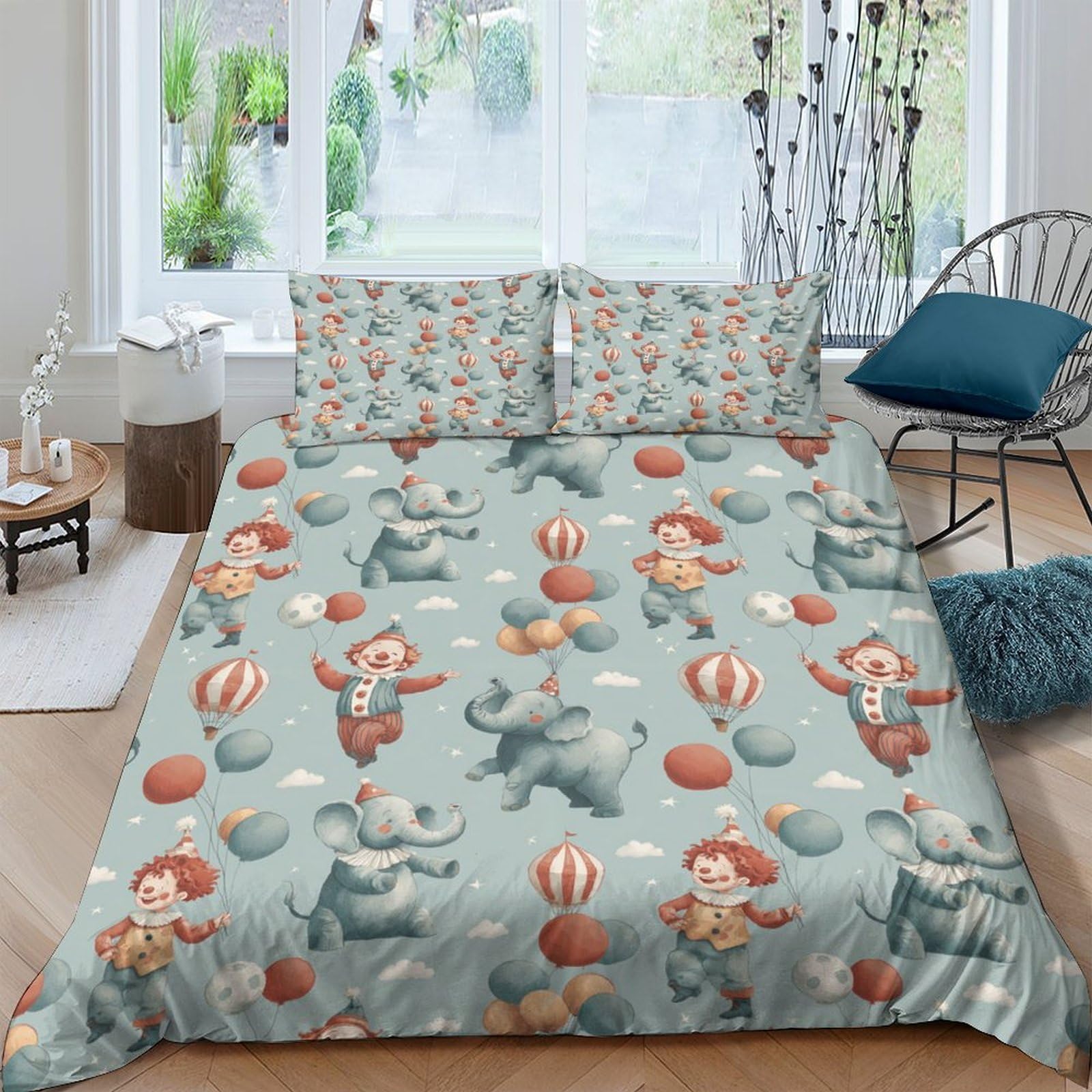 Ctjqhvkz Style-8 3D Printed Circus Clown Fitted Sheet Microfiber Soft Breathable Animal Balloon Mattress Cover For Bedroom Dorm Decor Single（135X200cm）