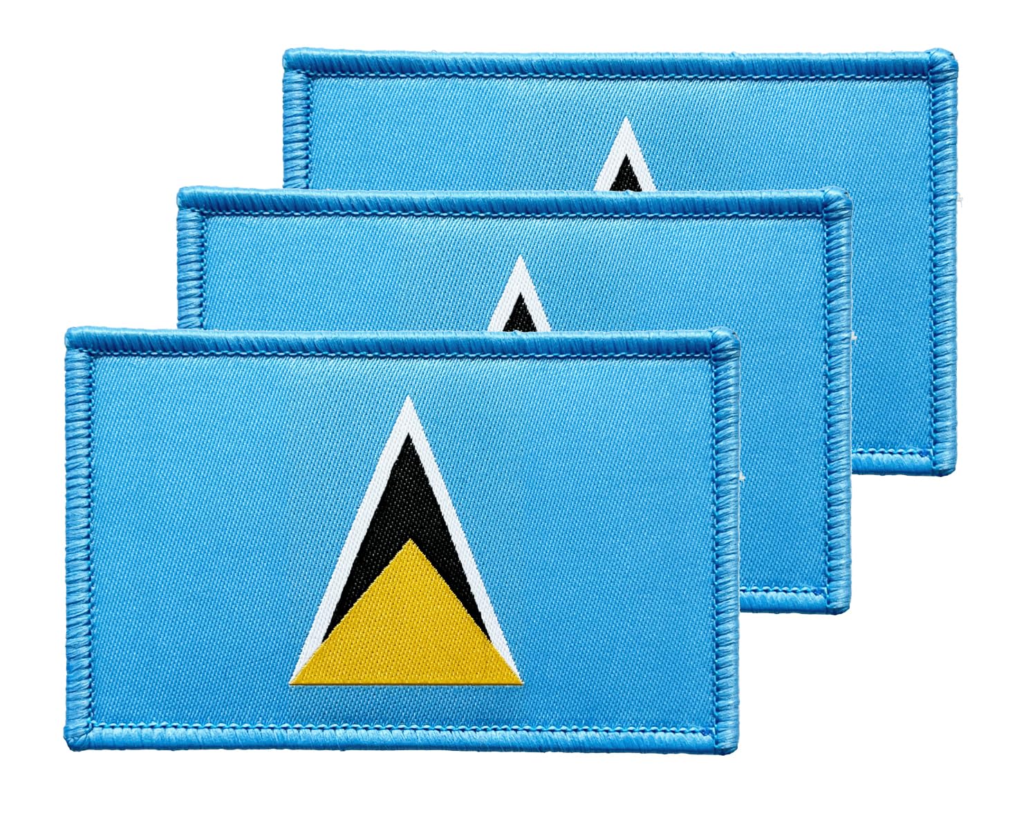 Ceclflag 3Pcs Saint Lucia Flag Patch 2x3 Inch, Hook Loop Tactical Embroidered Armband Country Flag Patches for Backpack Hat Vest Jacket.