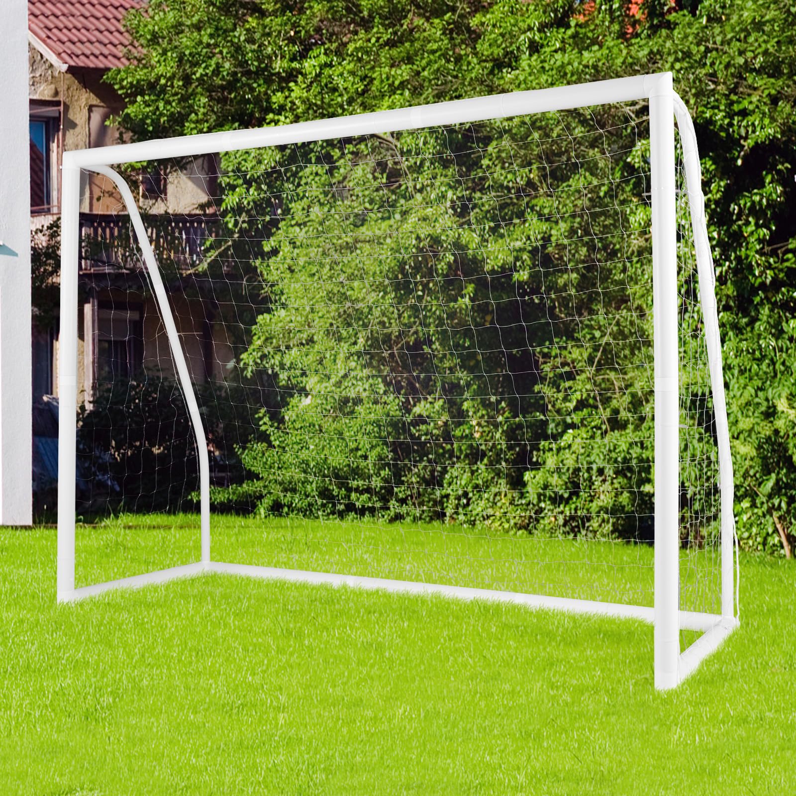 GLACER Soccer Goal, 3 Weatherproof Soccer Net for Kids and Adults with Reinforced Joints, High-Strength Net, Tool Free Set-up, Portable Training Soccer Goals for Backyard (8FT x 6FT)
