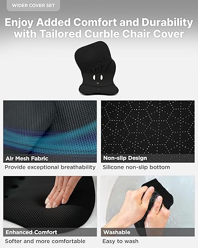 Miniatura 6 de curble Juego de fundas más anchas (estándar anchas), silla de apoyo de espalda baja con funda desmontable, corrector de postura de apoyo lumbar,