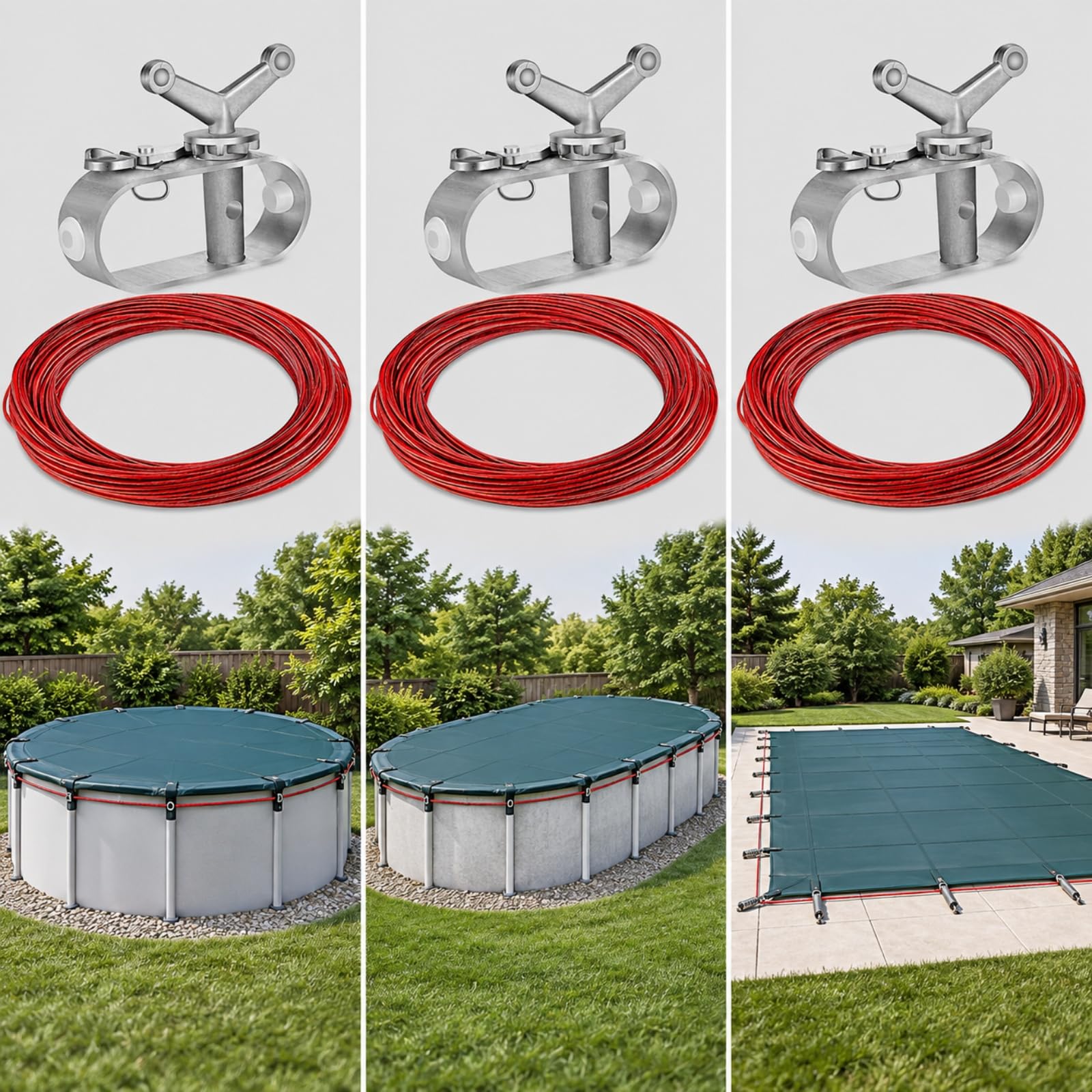 rockible Cabrestante Palanca para Cubierta Piscina Invierno Compacto Cubierta con Palanca, 30m