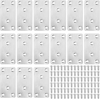 15 Stk Flachverbinder Edelstahl,Holzverbinder Metallverbinder Verbindungsblech,Lochplatte Metall Lochblech Montageplatte für Holzstühle Möbel Flacheisen Gelocht Verbindungsplatte+Schrauben,80 x 40mm