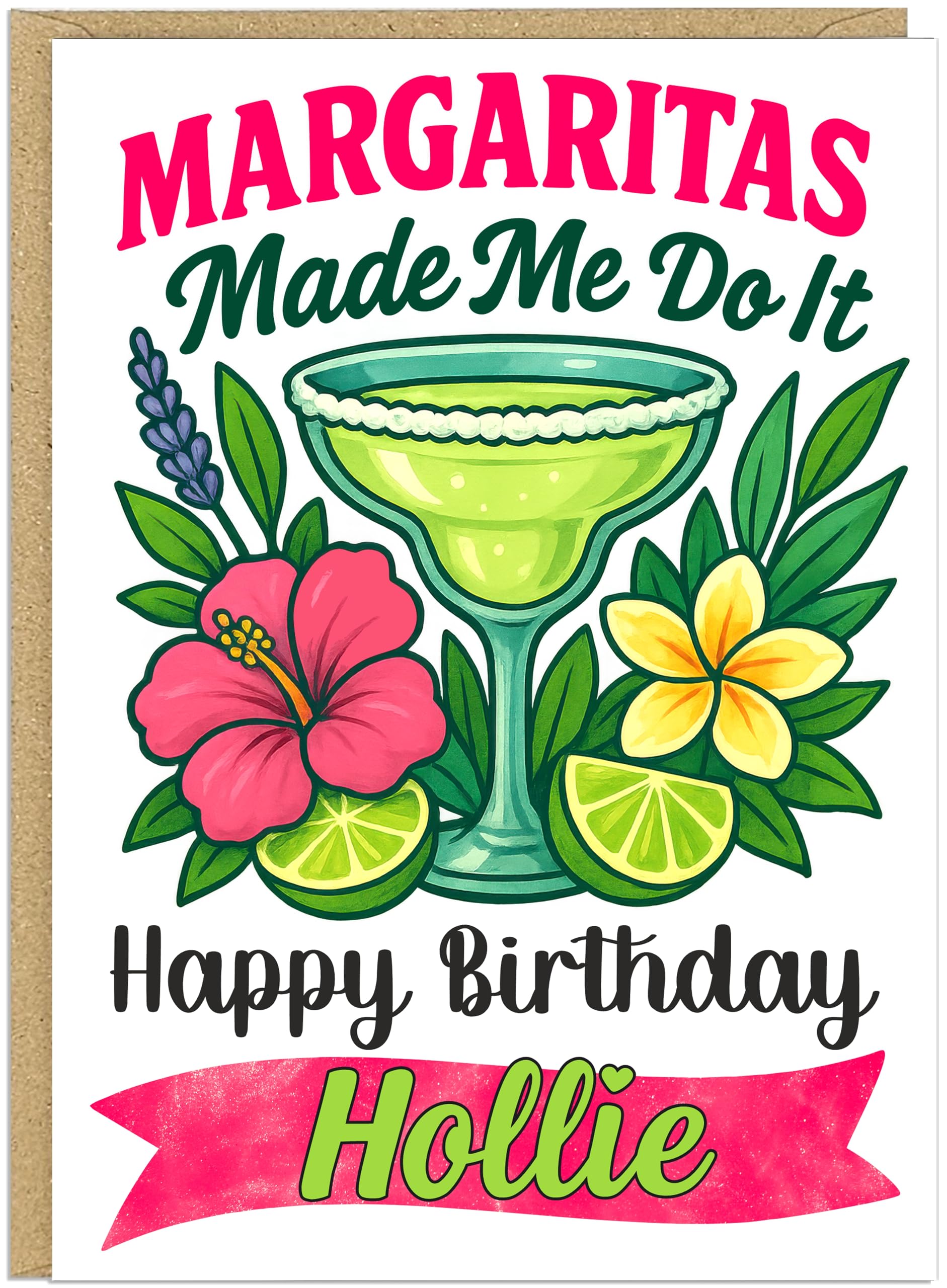 Personalised Alcohol Themed Birthday Cards - Custom Own Name With 9 Fun Designs Gin Margaritas Mimosas Prosecco Rosé Rum Tequila Vodka Whiskey Wine - Happy Birthday Greeting Cards A5 (Margaritas)