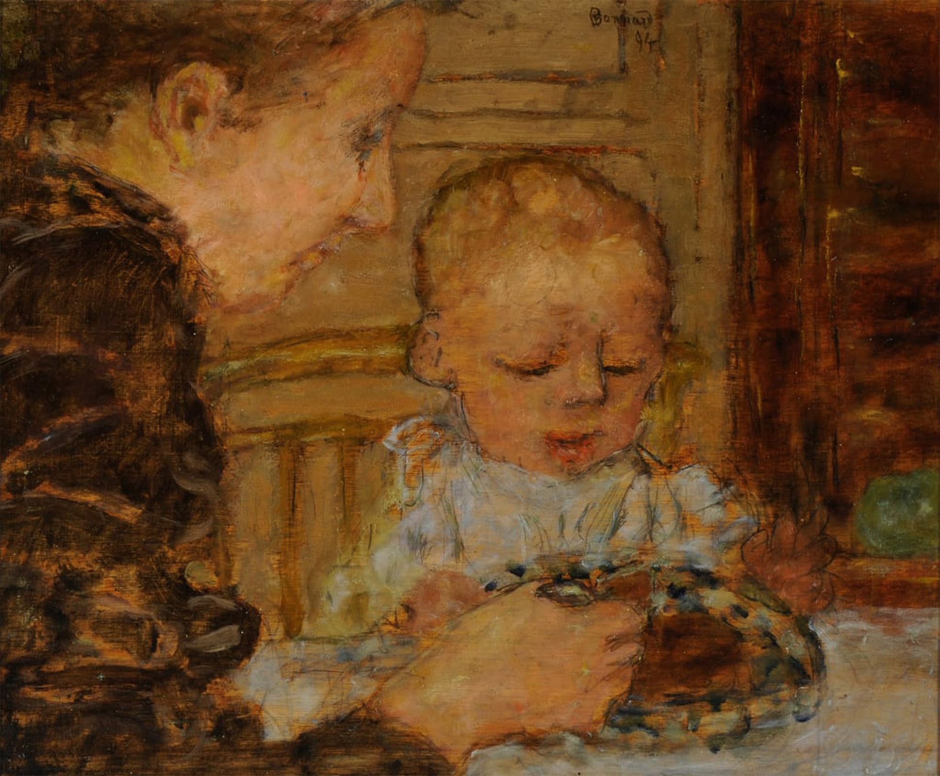 Cuadro de Pierre Bonnard de abuela y niño en lienzo de 60x90cm ideal como regalo cultural único 5