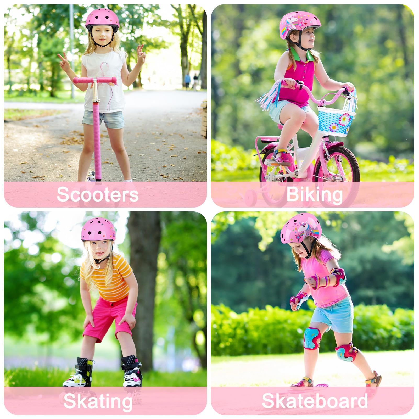 Unicorn Castle Kids Casco Bici Bambino con Adesivi Fai Da Casco Bambino per Monopattino Skateboard Mtb Bicicletta Scooter Pattini a Rotelle