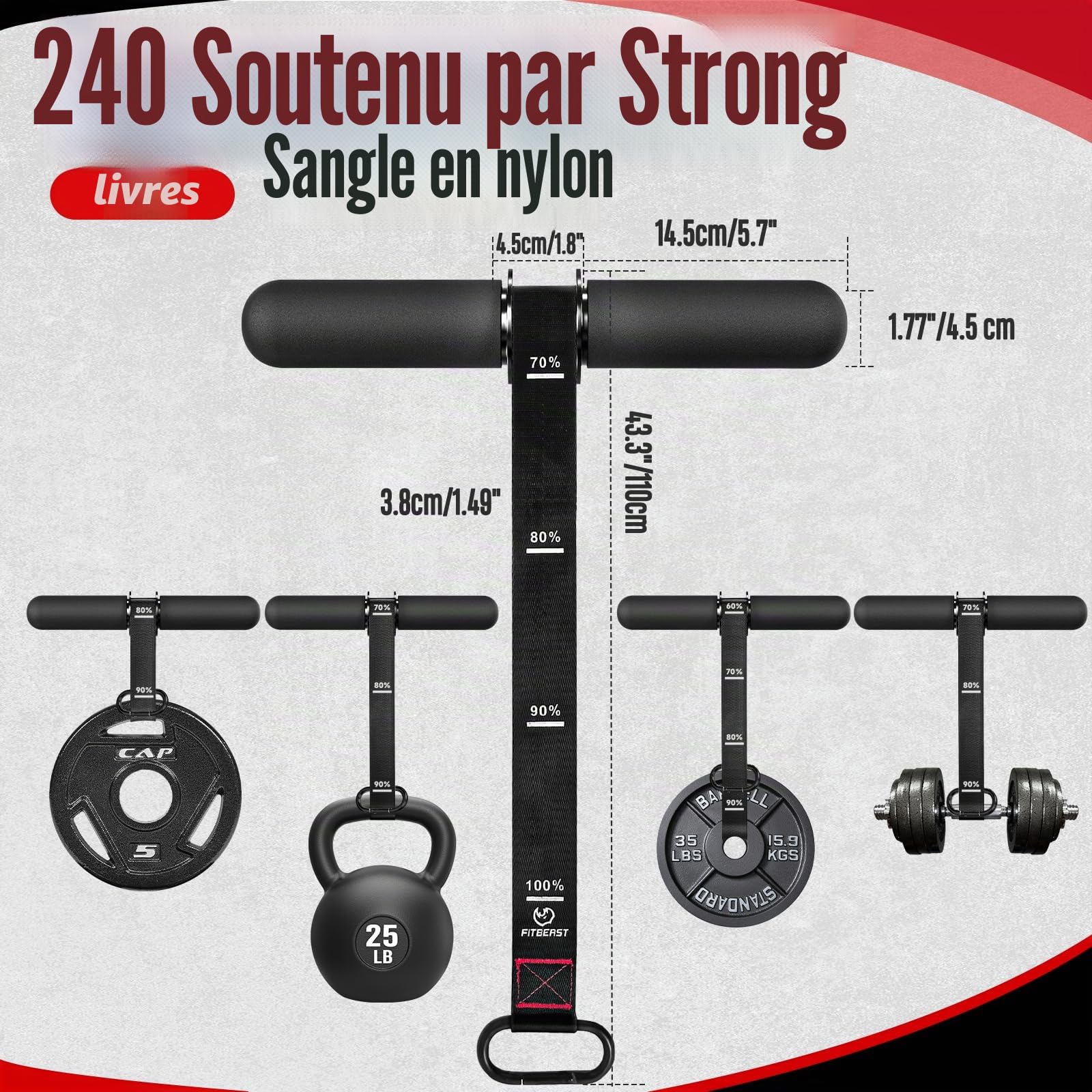 FitBeast Renfort pour avant-bras et exercice, rouleau de poignet avec poignée plus épaisse, entraîneur avec sangle réglable – Idéal pour la force de préhension, le renforcement musculaire, la