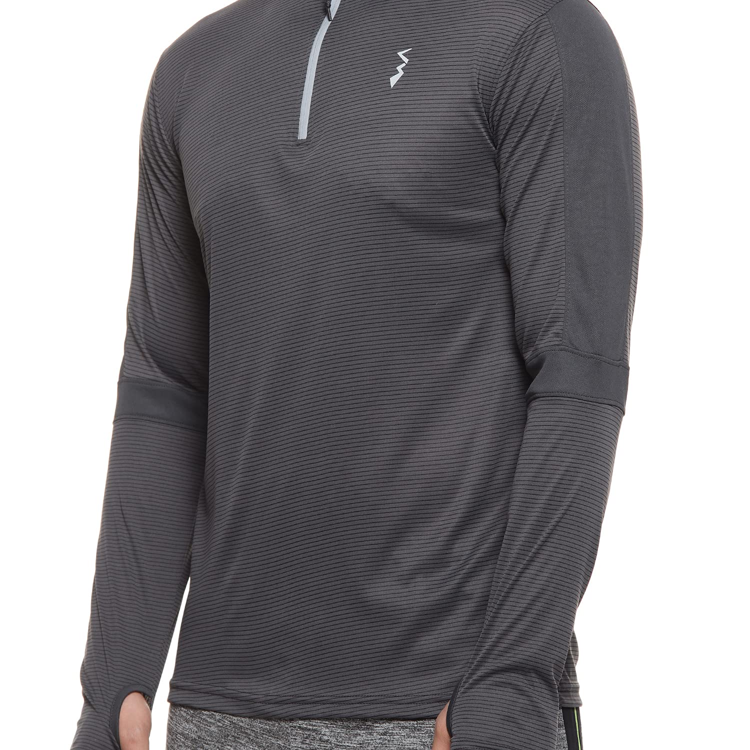 Campus Sutra Camiseta básica deportiva para hombre para uso casual, cuello alto, manga larga, cierre de media cremallera, camiseta de poliéster fabricada con ajuste cómodo para el uso diario