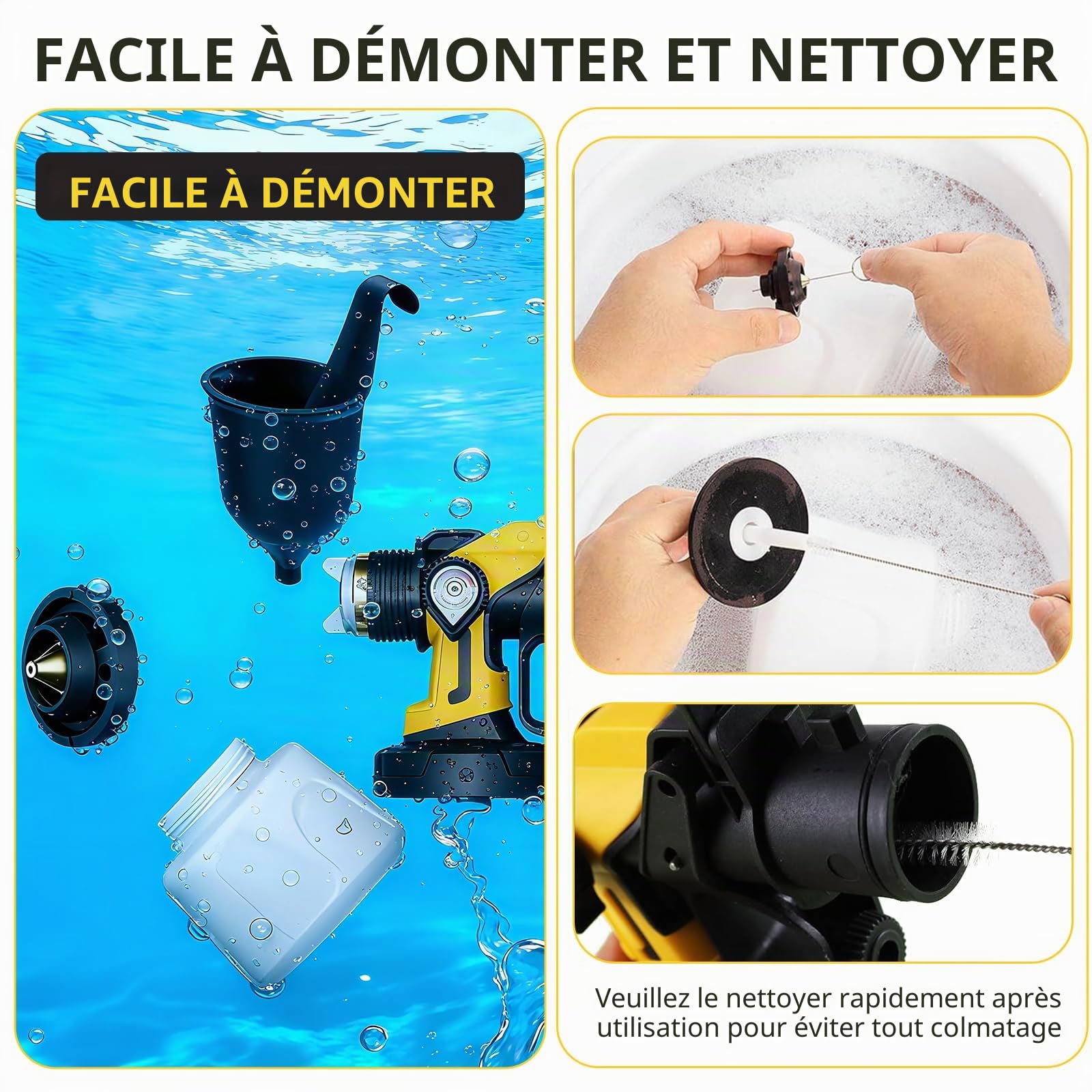 ZICO 1000W Pistolet à Peinture, Réservoir 1400ml, 6 Buses, LED 3 Modes, 3 Modes de Jet Réglables, Facile à Nettoyer, pour Murs, Clôtures, Terrasses et Décorations Intérieures/Extérieures