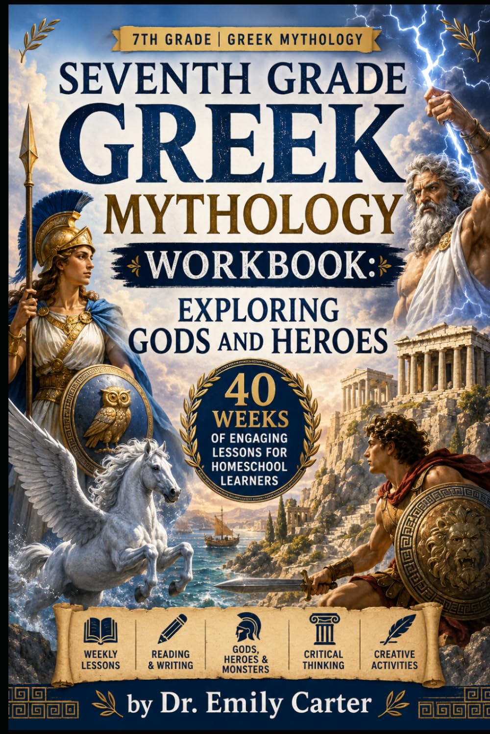 Seventh Grade Greek Mythology Workbook: Exploring Gods and Heroes: 40 Weeks of Engaging Lessons for Homeschool Learners (The Homeschool Helper Series)
