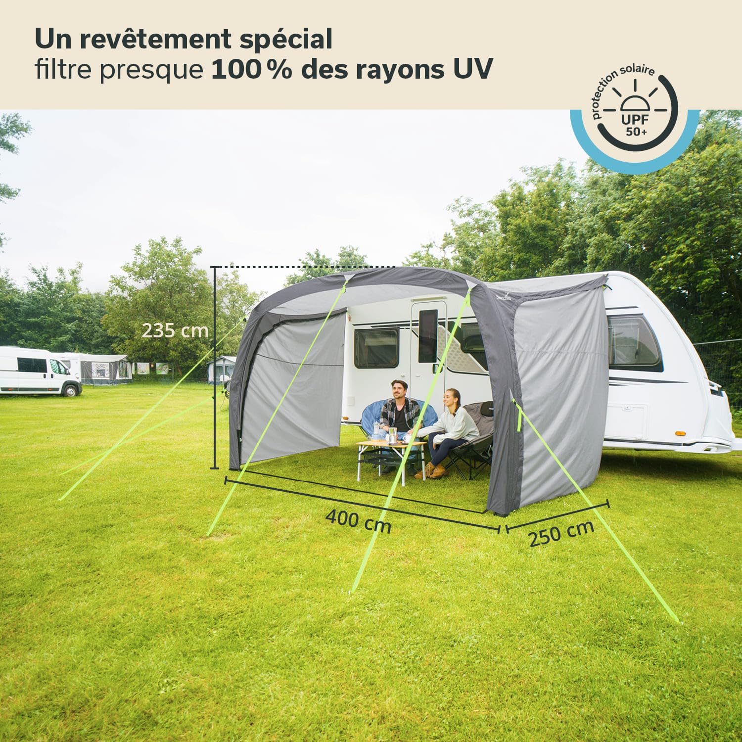 Skandika Auvent Vika Air Caravan 400 Set | Auvent Gonflable avec parois latérales, CaravanTarp, Voile d'ombrage UV 50+, Colonne d'eau de 3000 mm| pour Camping-Car, Caravane, Bus