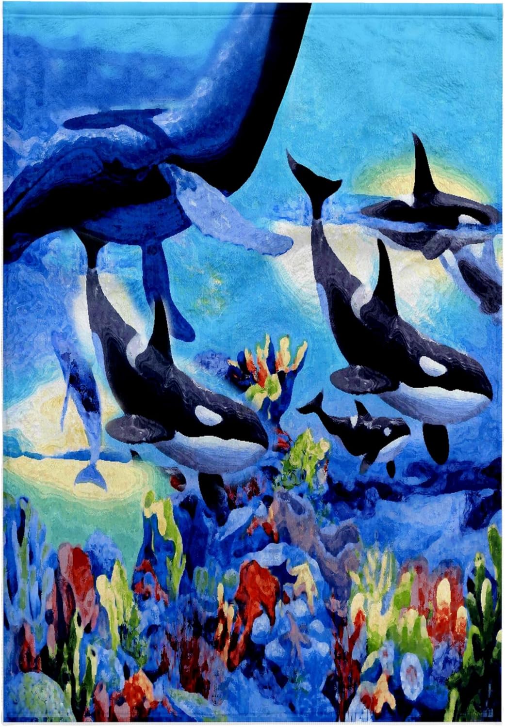 3dRose Whales Underwater 22x30 Bath Hand Pool Towel