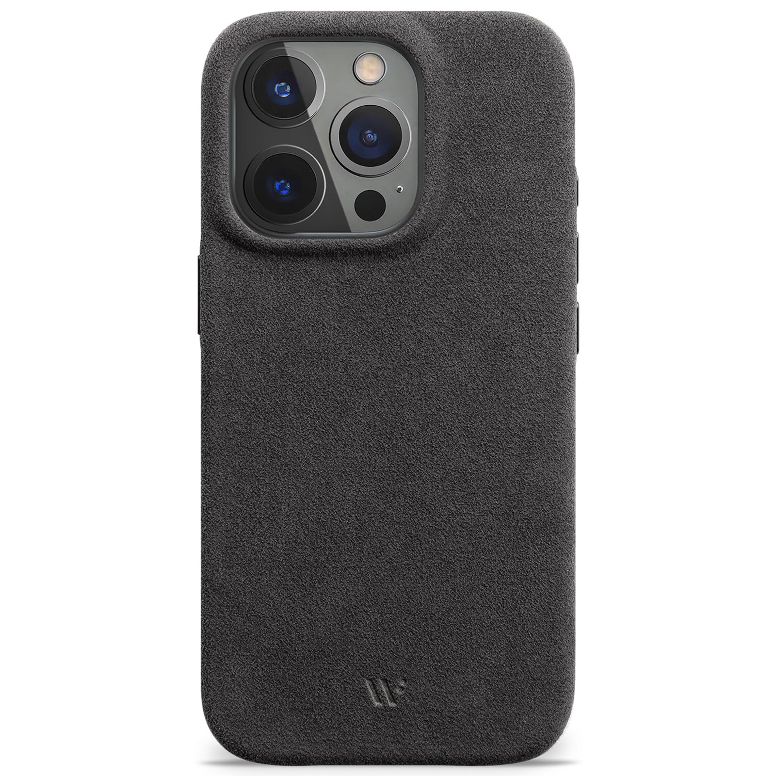 WIIUKA futerał na iPhone 16 Pro Max, oryginalna alcantara®, ręcznie robiona, bardzo cienka, etui klasy premium, Qi, alternatywa dla skóry, skiin Alcantara, kolor Mystery Grau