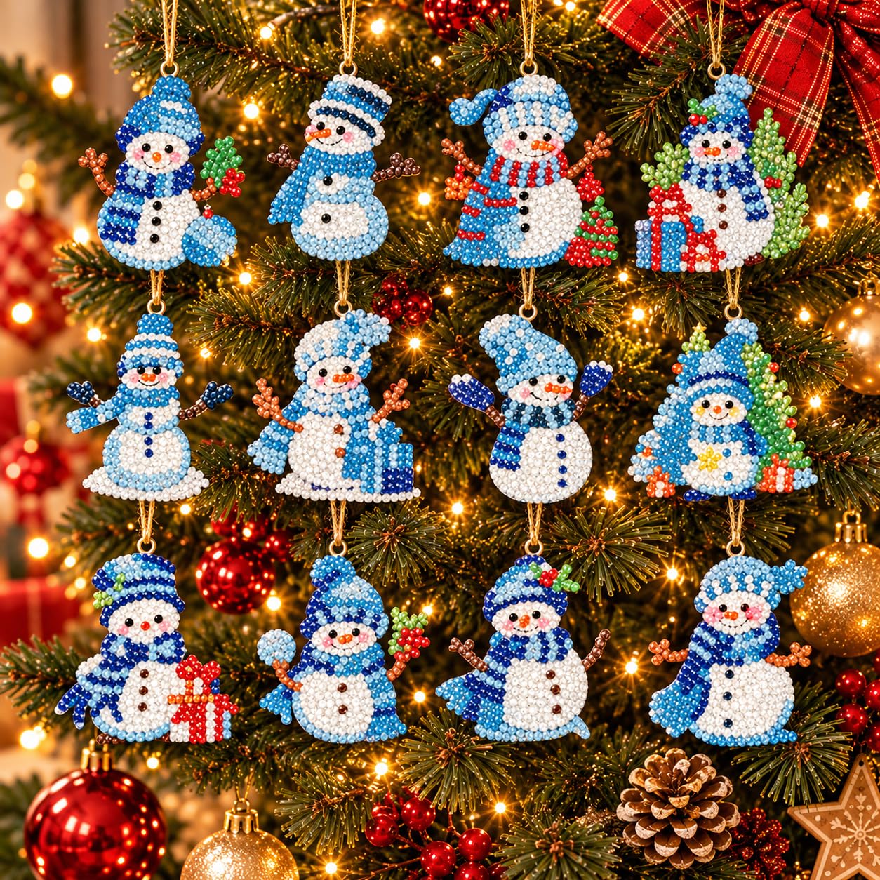 Travebo 12Pcs DIY 3D Craft Christmas Ornaments Pearl Diamond Art Kits for Home Decor โ image 1