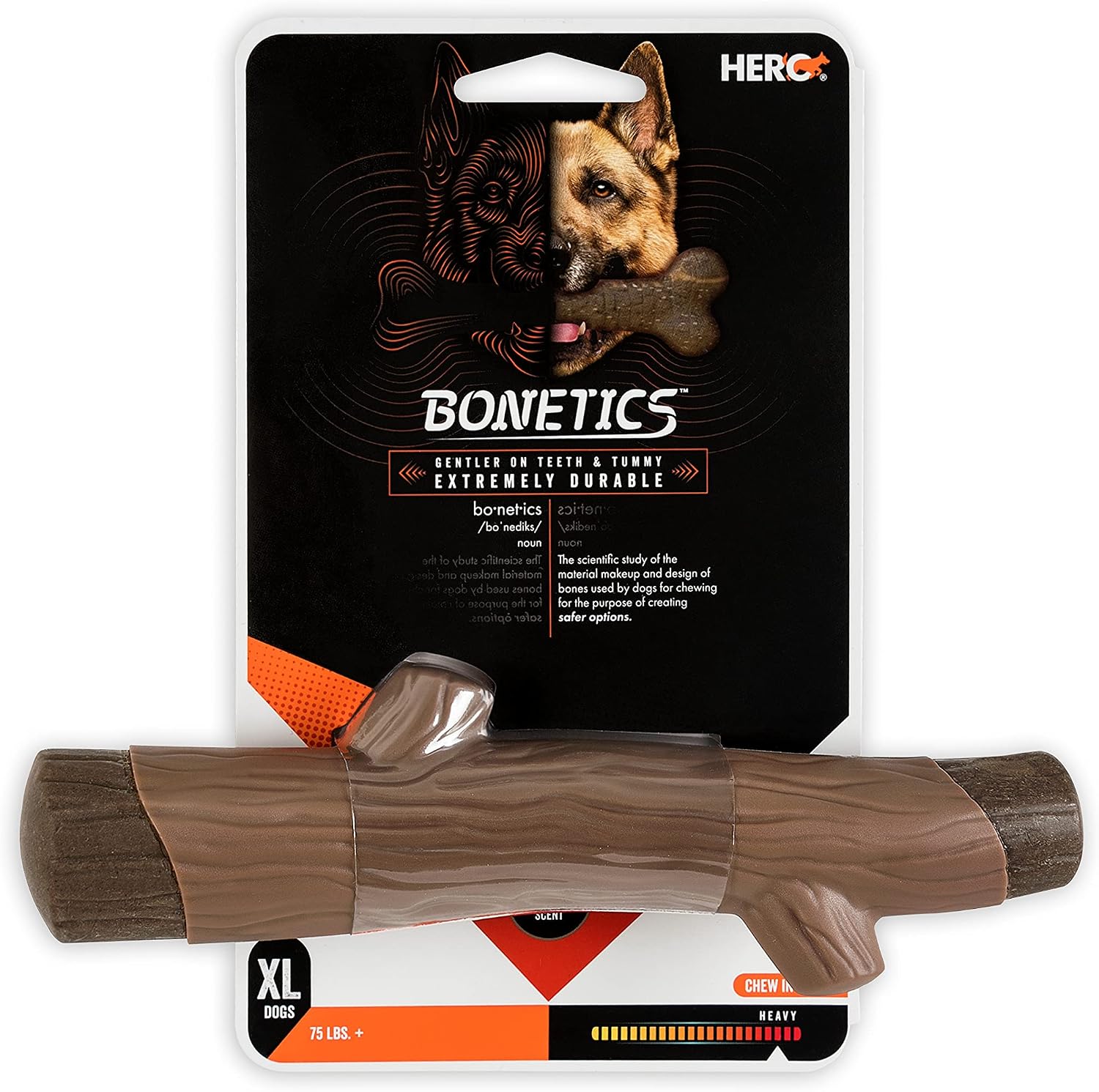 Hero Bonetics Stick, Wood Scent Chewable Dog Toy, Gentle on Teeth & Tummy