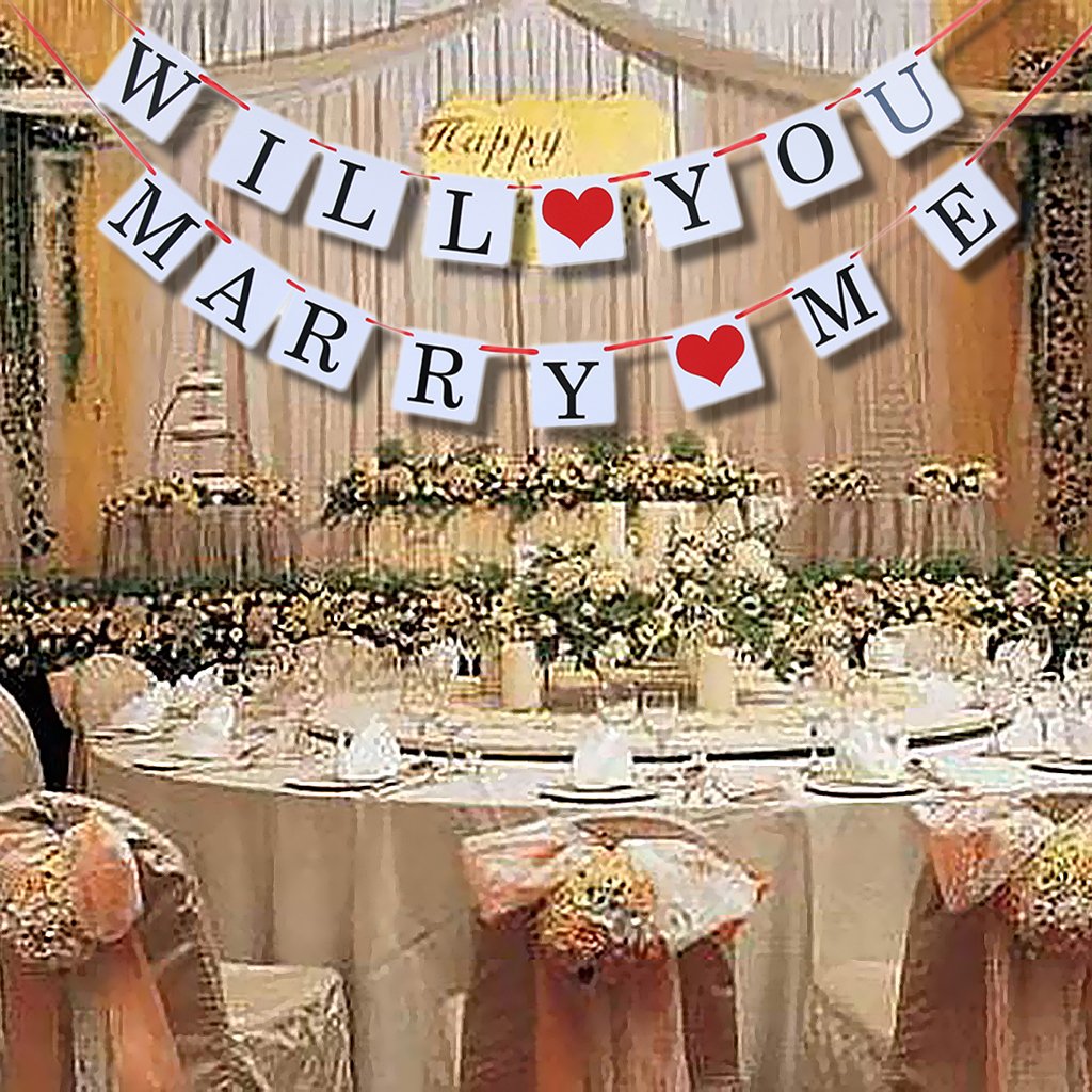 Papier-Wimpelkette, Aufschrift "Will You Marry Me", Hochzeitsbanner, Verlobung, Girlande, Dekoration, 10 Stück