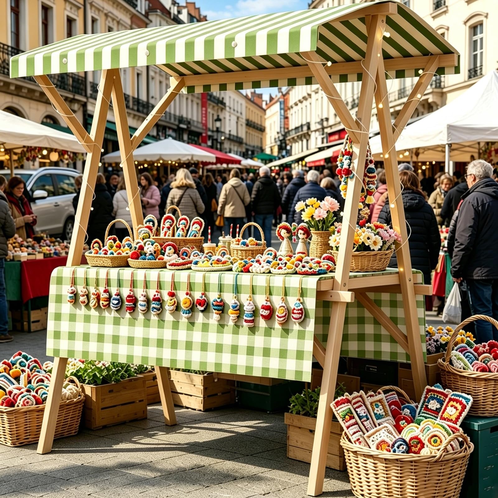 ZDMZR Foldable Wooden Vendor Stand with Canopy, Market Stall, Display Stand for Farmers Market, Craft Fair, Events(Green,120x60x200CM/47x24x79IN)