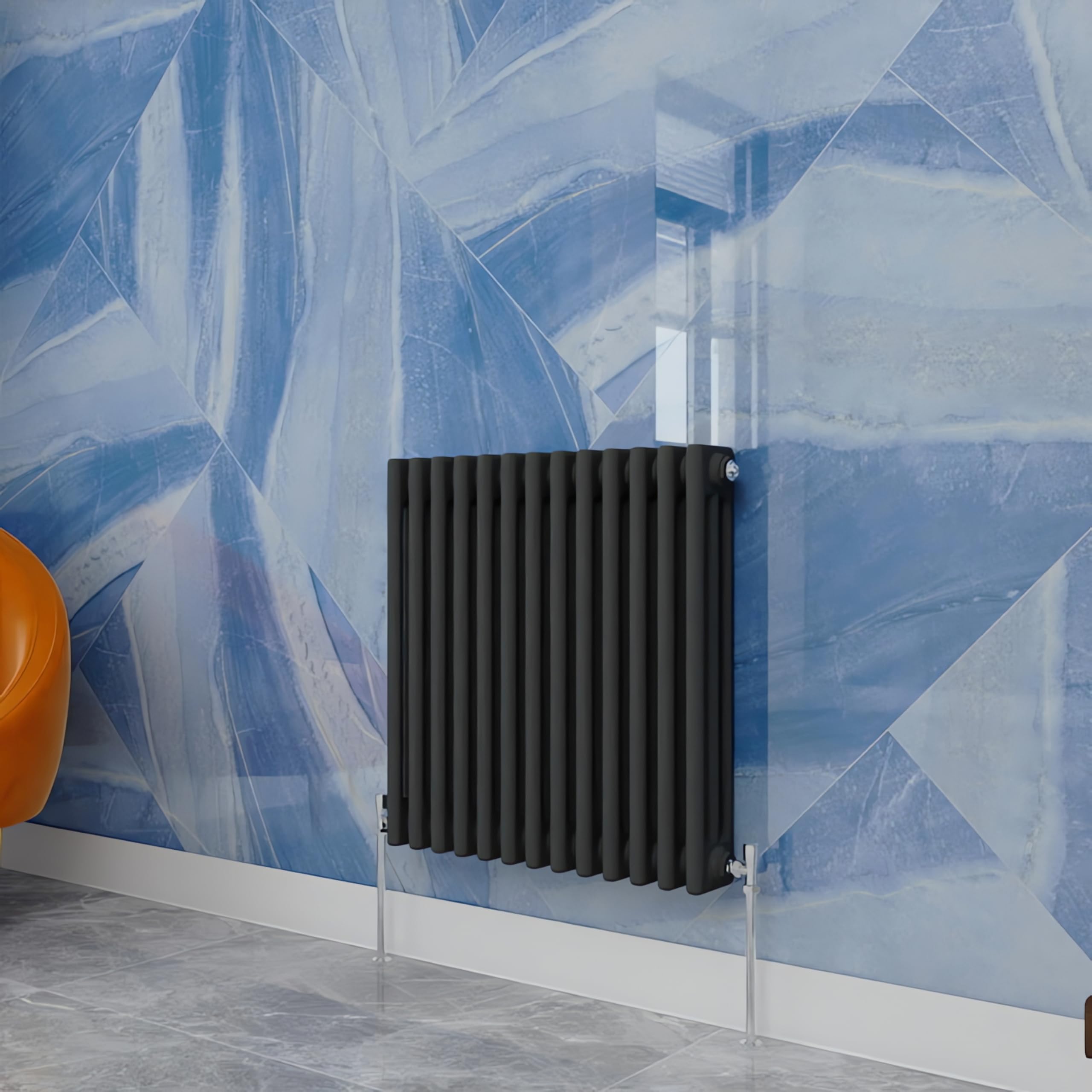 Traditional Household Cast Iron Radiator，Anthracite Horizontal 600X605mm 3 Column Suitable for Multi-Room Central Heating