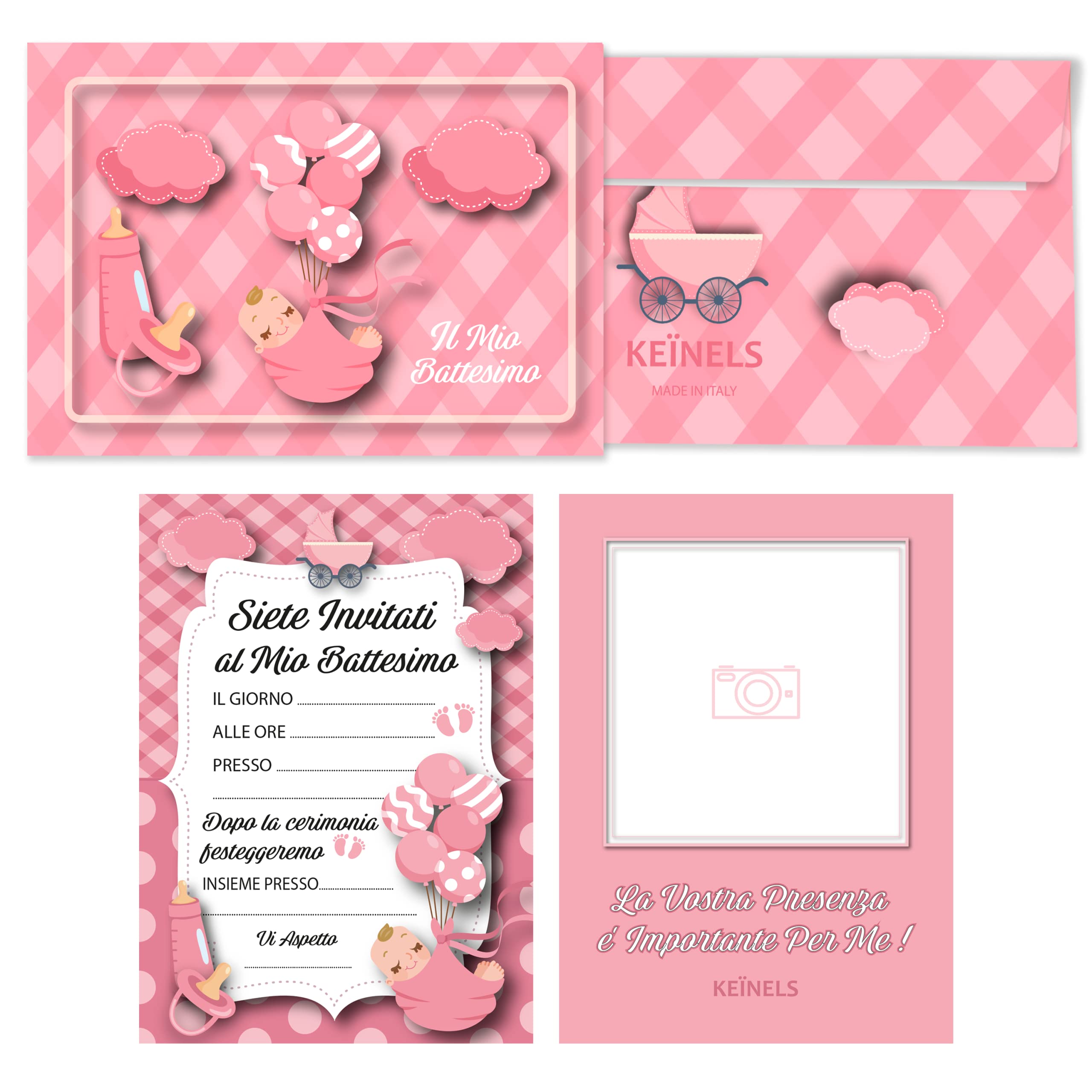 Set con 10 biglietti d' invito + 25 Segnaposto colorato arcobaleno Pesce per il battesimo comunione cresima compleanno bambini compleanno marittimo