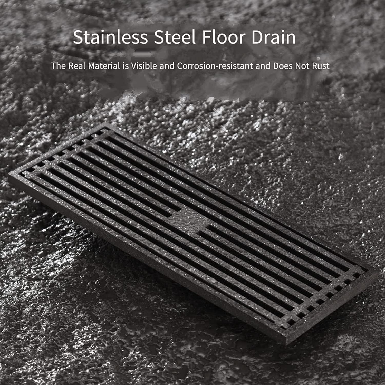 Desagüe de Piso, Cubierta de desagüe de Piso de Ducha, Accesorio de Lavabo de Ducha Cuadrado Desagüe de Piso de Ducha de Acero Inoxidable-B-Gris-8 * 20cm