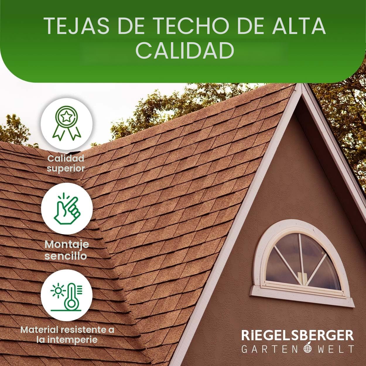 Gartenpirat Tejas bituminosas rectangulares Rojas 2 m² Tejas para casetas de jardín, cobertizos, cenadores y aparcamientos Cubiertos