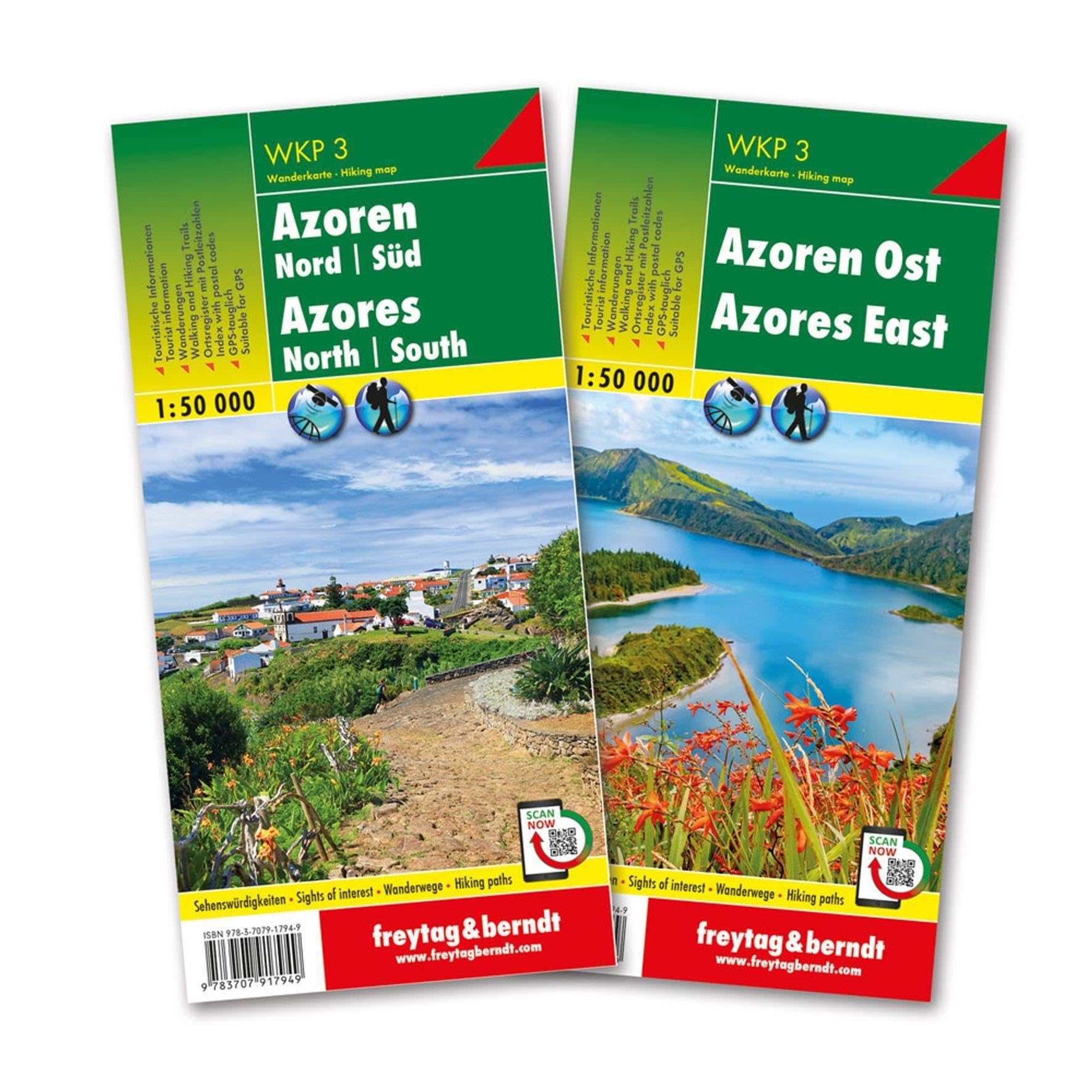 Azores walking & cycling map set: Set van twee wandelkaarten Schaal 1 : 50.000
