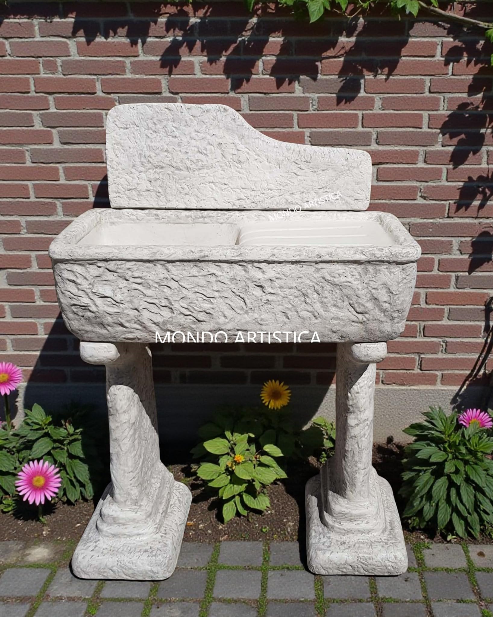 LAVANDINO LAVABO VASCA PILOZZO FONTANA PER CUCINA DA ESTERNO GIARDINO IN CEMENTO MARMO ALTEZZA 113 CM