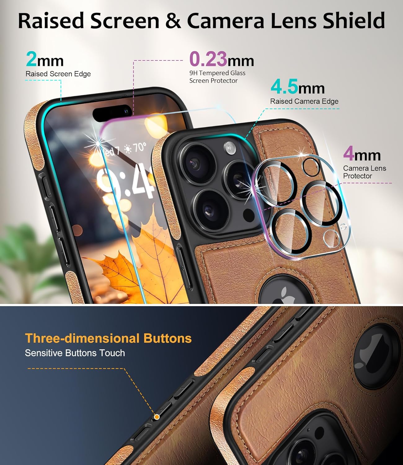 Fingic Compatible with iPhone 14 Pro Max 5G Holster Case Combo Shell Slim Rugged Case with Kickstand+Magnetic Leather Case for iPhone 14 Pro Max Case[Compatible with Mag-Safe]