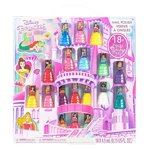 Disney Princess - Townley Girl Castlebox - Esmalte de uñas natural seguro y de secado rápido no tóxico para despegar a base de agua juego de regalo Disney Princess - Townley Girl Castlebox - Esmalte de uñas natural seguro y de secado rápido no tóxico para despegar a base de agua juego de regalo