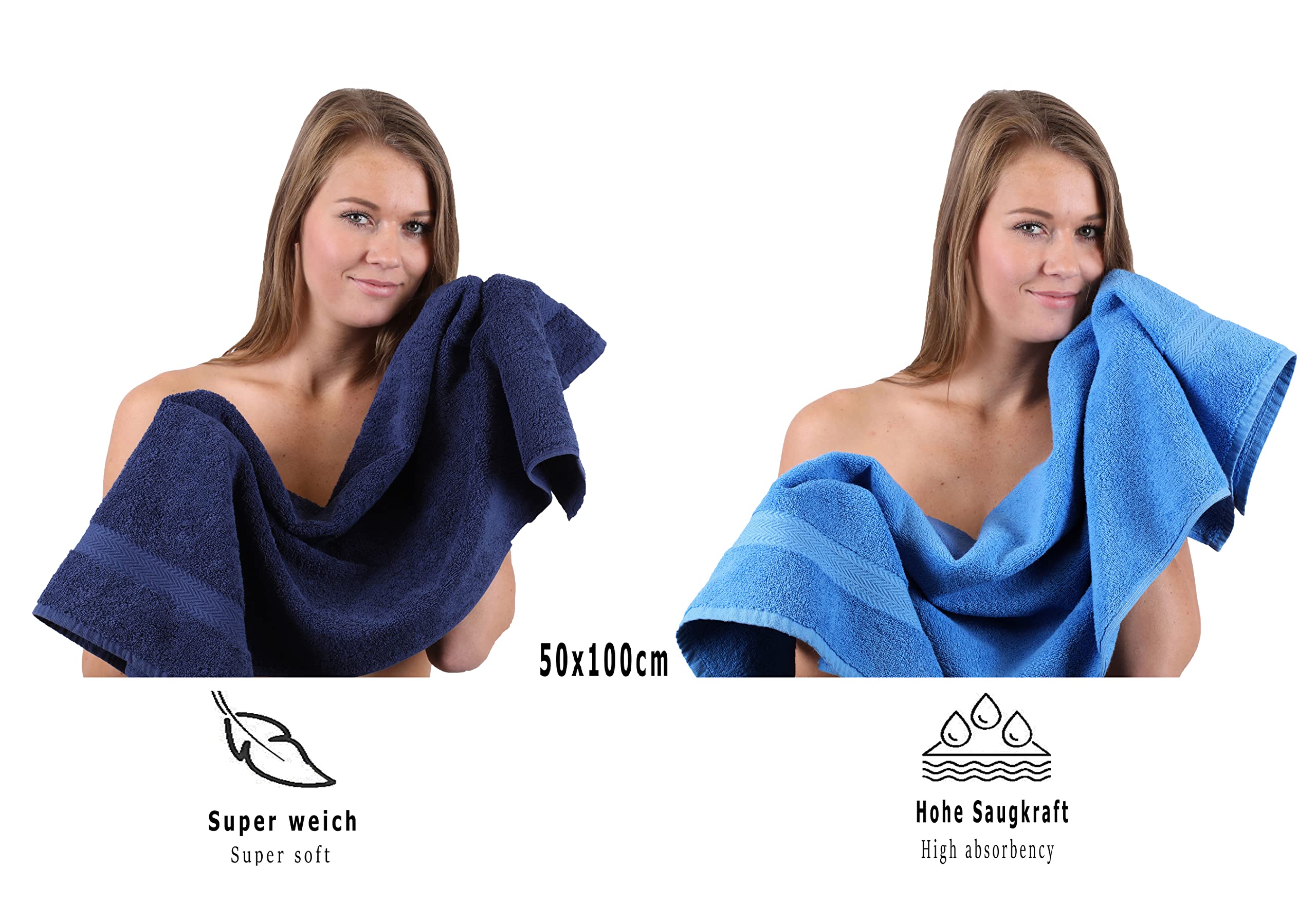 Betz Set di 10 asciugamani 100% cotone 2 asciugamani da doccia 4 asciugamani 2 asciugamani per ospiti 2 guanti da bagno (blu