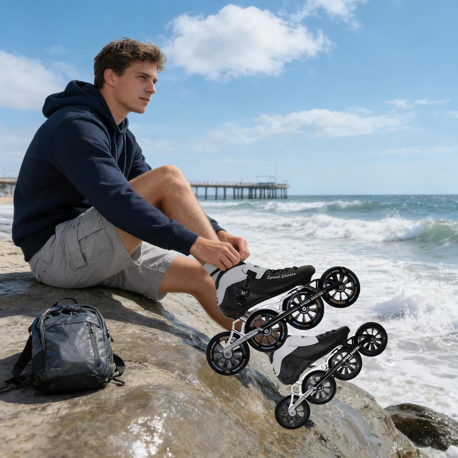 Inline Speed Skates for Women Men, Professional Carbon Fibre Roller Skates Blades for Female Male, High Performance Fitness Inline Skates
