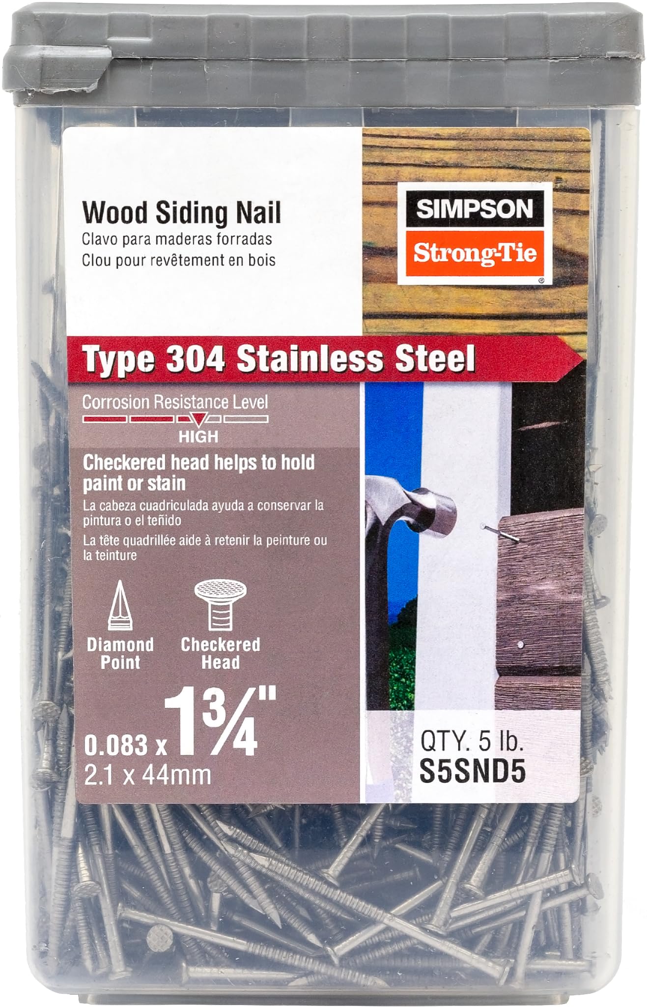 Simpson Strong-Tie S5SND5 Wood Siding Nail — 1-3/4-in. x .083-in