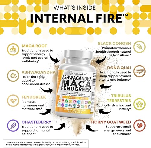 Miniatura 3 de Ashwagandha 5000 mg de raíz de maca 2000 mg de fenogreco 3000 mg Suplemento con Tongkat Ali Ginseng - Ayuda con el estrés, el estado de ánimo