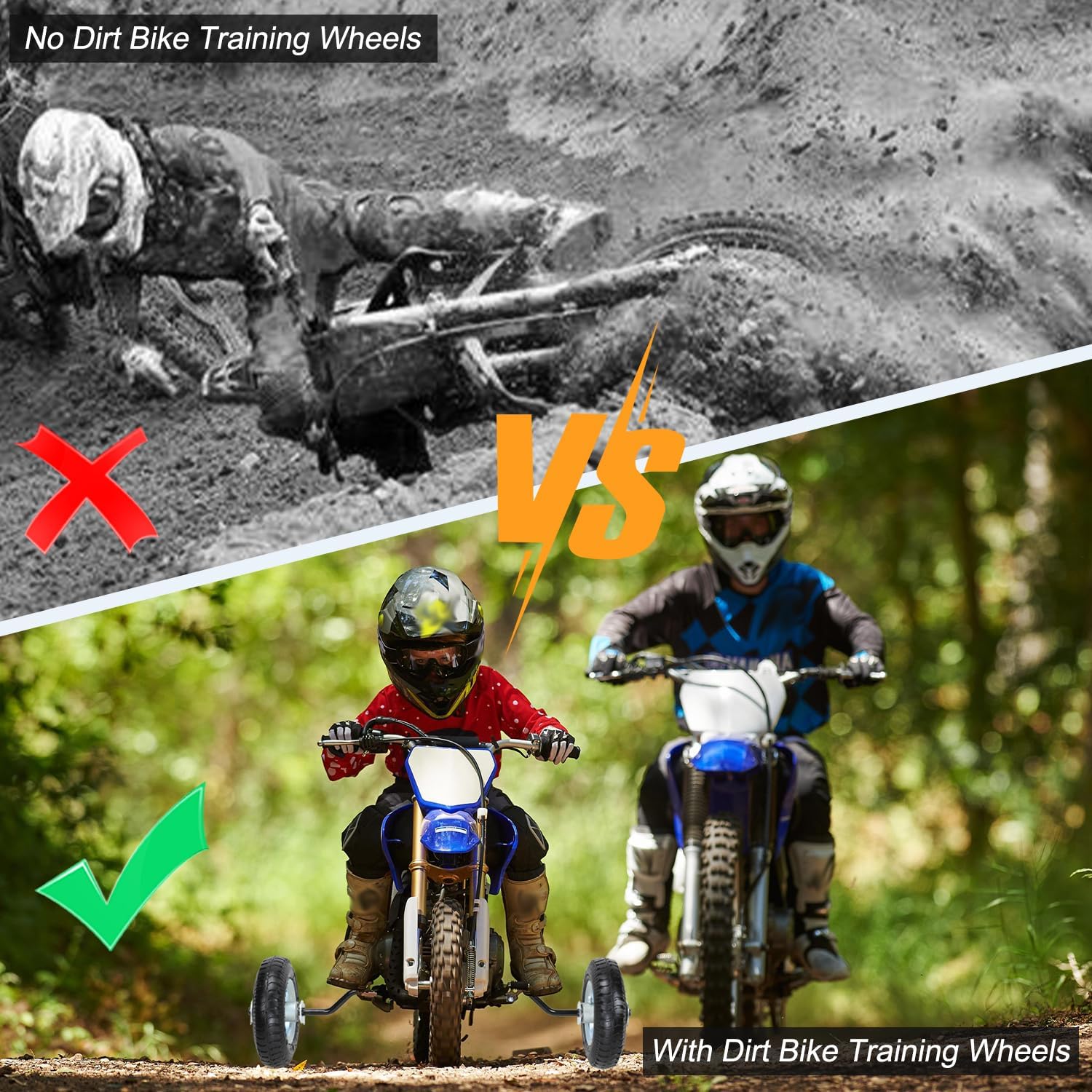 EOPOAYI Dirt Bike Training Wheels 50cc with Bell Replacement for Razor MX350 MX400 MX500 MX125 Dirt Rocket CRF50 XR50 CRF50F PW50 PW80 TTR50 SYX Moto X-pro JR50 SSR SX50 Mini Pit Bike Motorcycle Parts