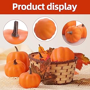 Artgar Orange Artificial Pumpkins, Harvest Decor Foam Pumpkin 8 PCS Set for Halloween Thanksgiving Fall Decorations, Realistic Faux Pumpkins for Festive Home Decor