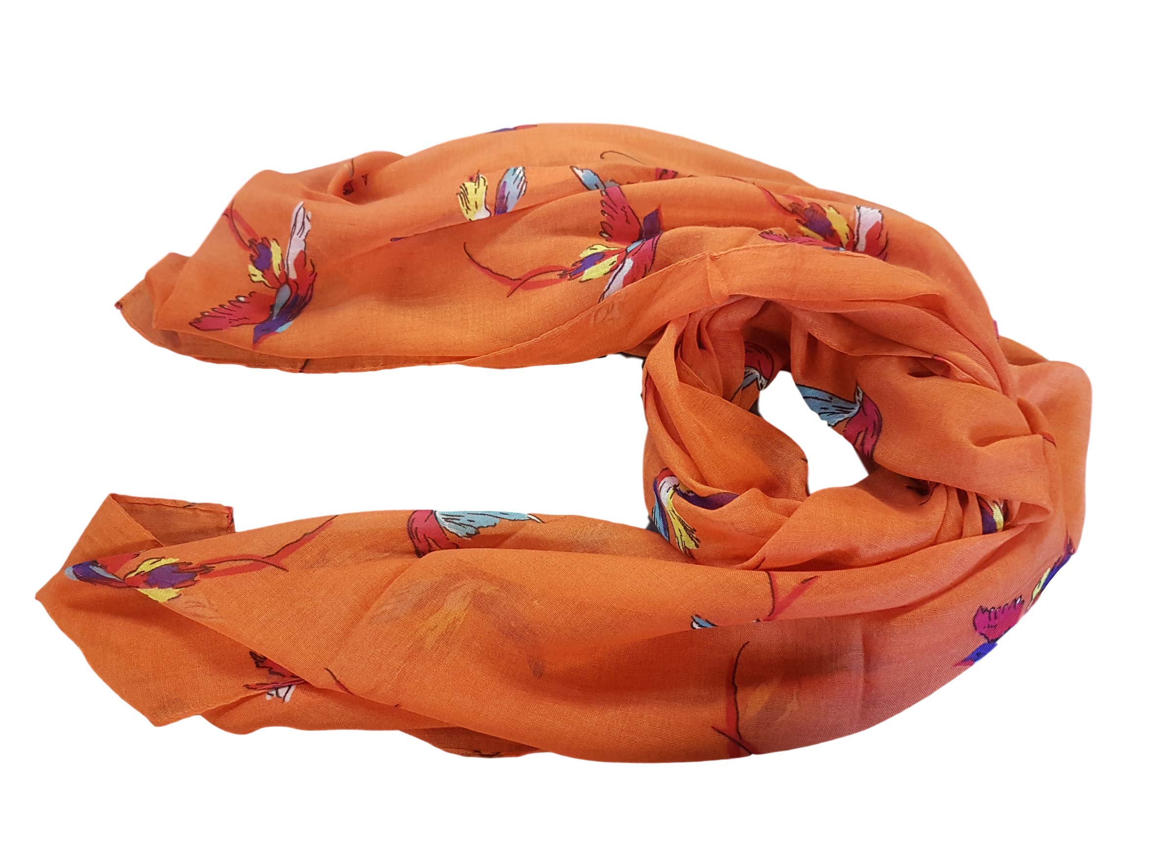 Fat-catz-copy-catz New Ladies Womens Celebrity Style Animal Leopard Long Scarf Scarves Maxi Sarong Sale (Orange Hummingbird)
