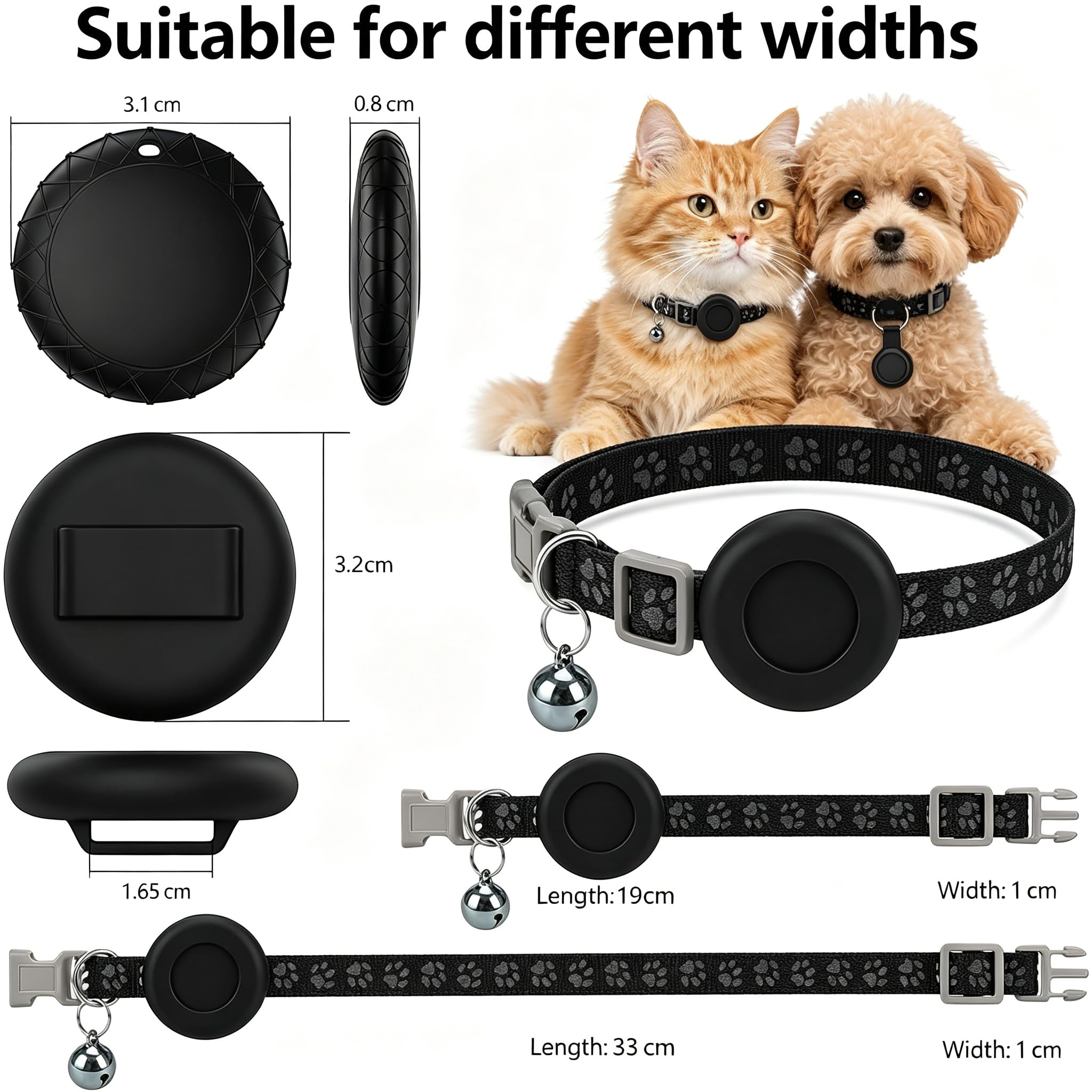 Localizzatore GPS per cani e gatti (senza abbonamento richiesto), localizzatore GPS per collari per animali domestici, certificato Apple MFi, funziona con iOS Find My, monitoraggio globale in tempo