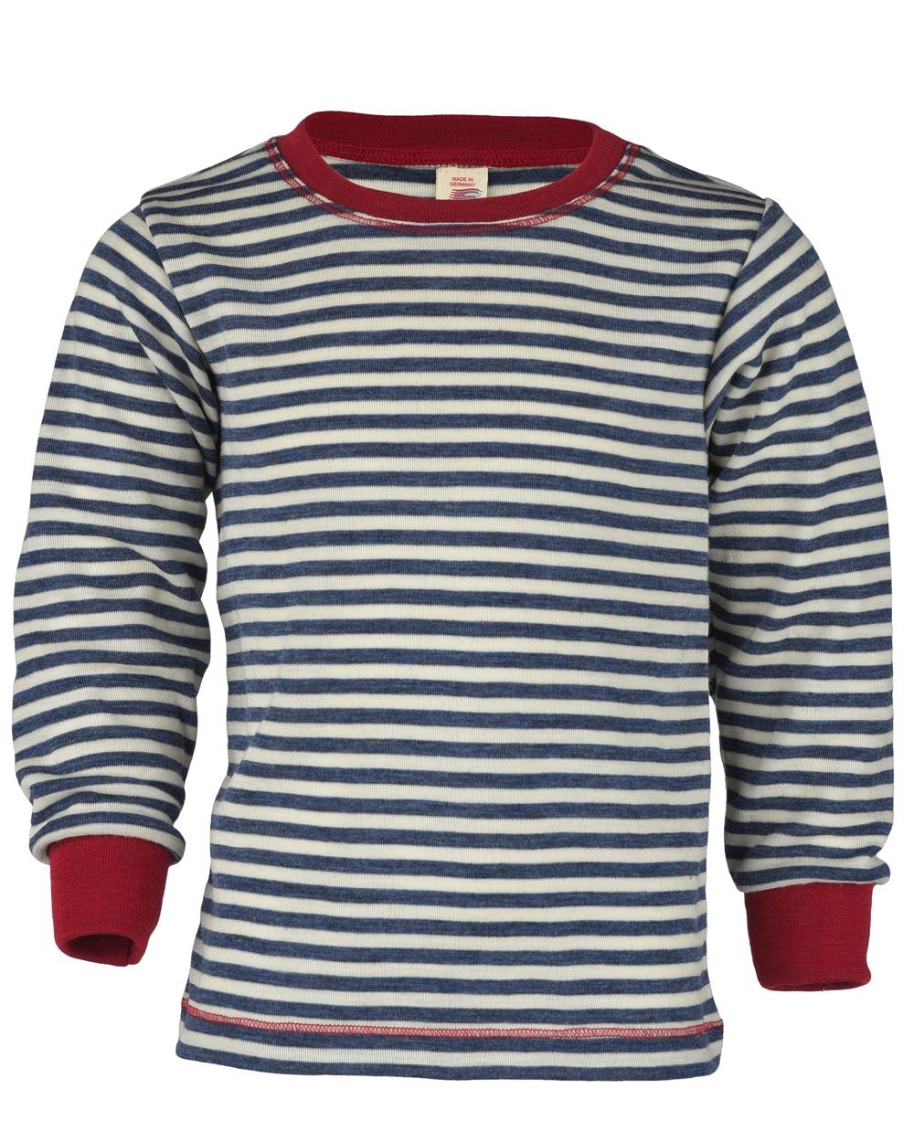 Engel Boys Blue Melange/Natural Sweater 100% Merino Wool Children /Girl Thermal Shirt Pajama Top Organic (92 (18-24 Months), )
