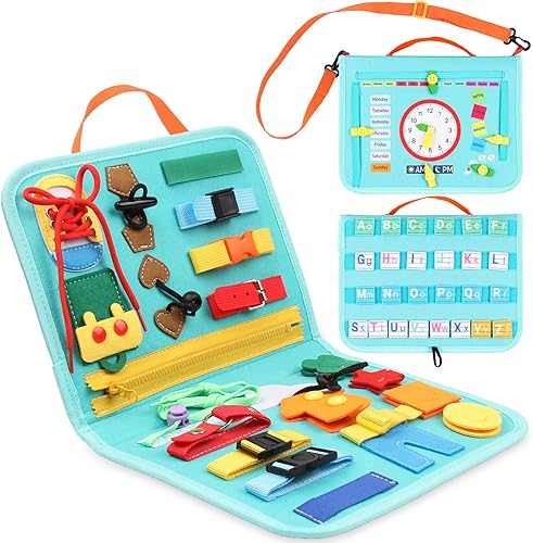 susimond Tabla de actividades para niños pequeños de 3 años en adelante, juguetes de viaje para niños pequeños, juguete Montessori, tablero