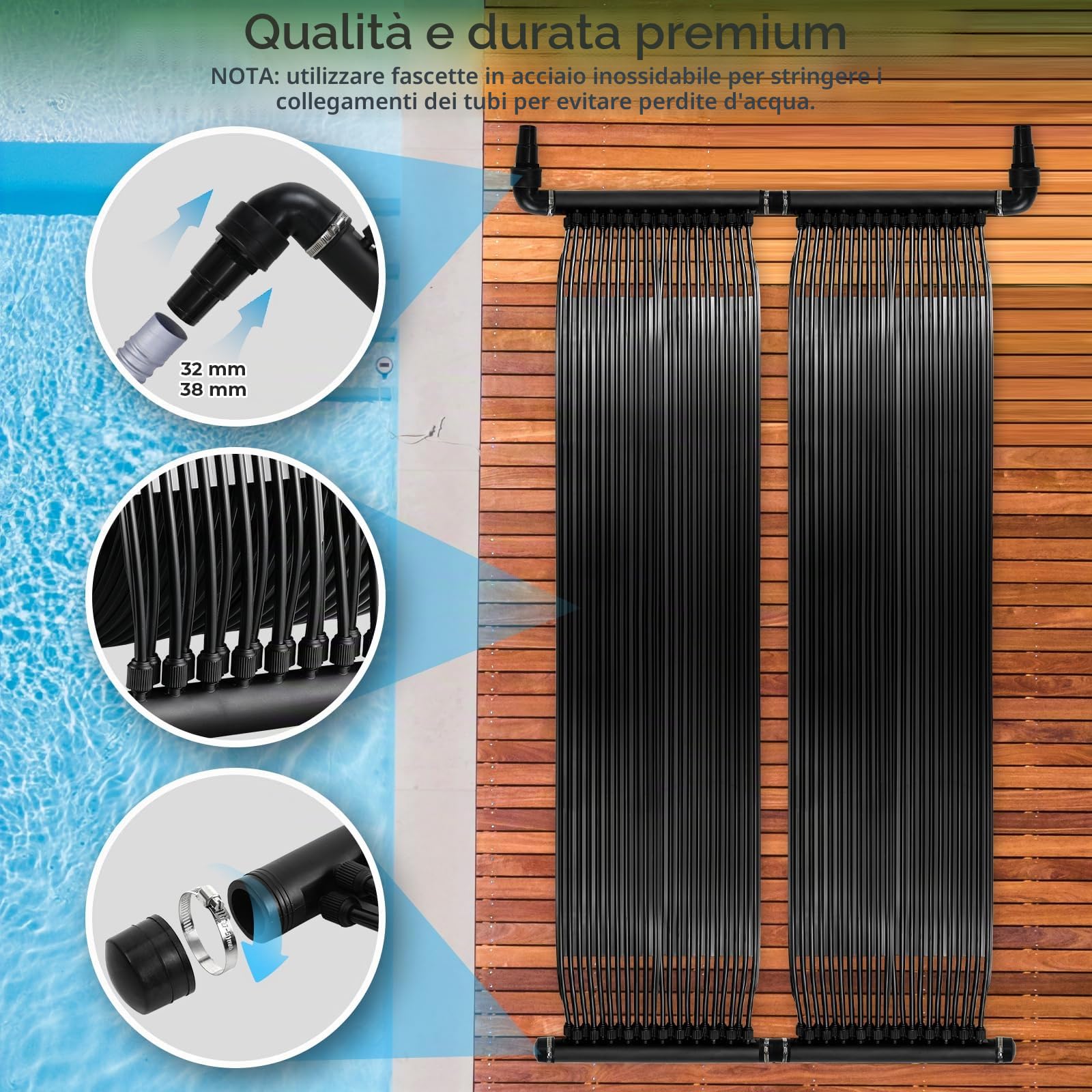 LIFERUN Collettore Solare per Piscina 500x75cm, Riscaldatore per Piscina, Riscaldamento Solare per Piscine, Riscaldatore Solare, Piscina 3,75㎡ Fino a 20000Litri Contenuto d'Acqua, Resistente UV