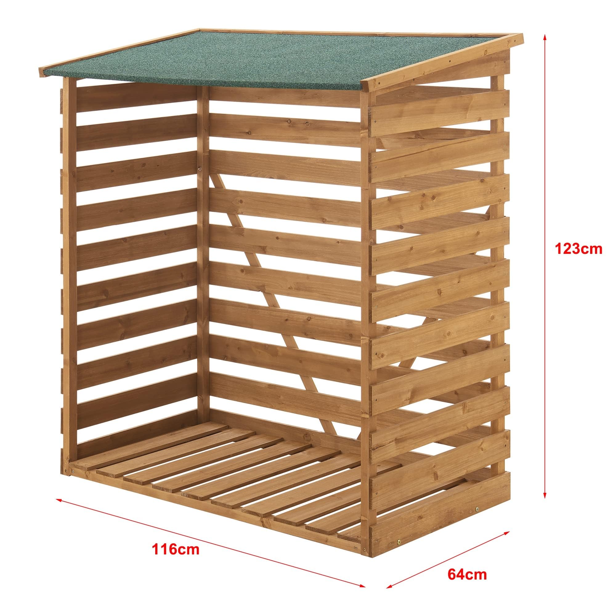 Legnaia da Esterno Abete con Tetto in Bitume Deposito Coperto per Legna da Ardere 123 x 116 x 64 cm