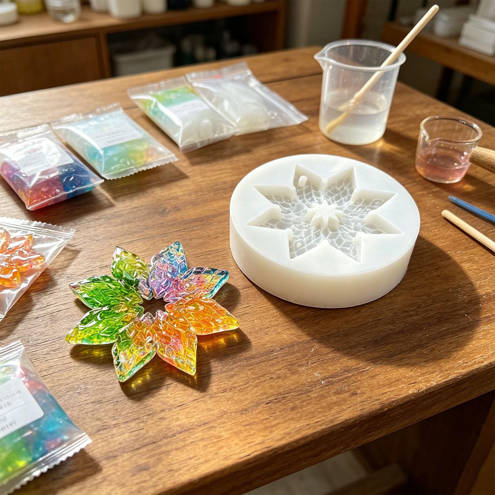 Stampo in silicone creativo a forma fiocco neve per artigianato in resina Decorazione natalizia Portachiavi Ciondolo Creazione stampi Stampo in resina per ornamento ' albero Natale