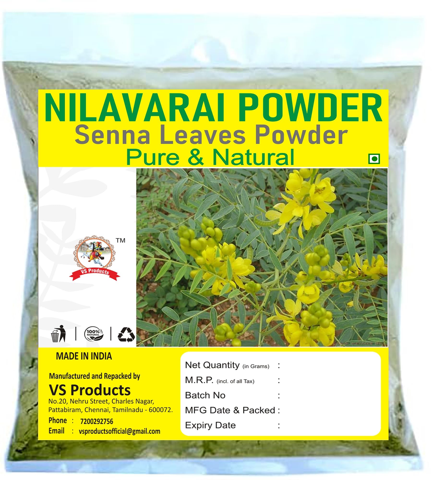 VS Products Nilavarai Powder, 1000g, Senna, Cassia angustifolia, Sonamukhi  Powder (Pack of 10 x 100g) : Amazon.in: Health & Personal Care