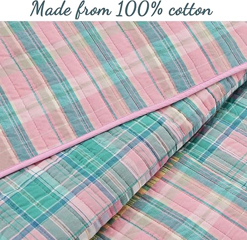 Vista 25 de Cozy Line Home Fashions Juego de ropa de cama reversible 100% algodón, diseño de retazos de color rosa, floral, estilo shabby chic, colcha