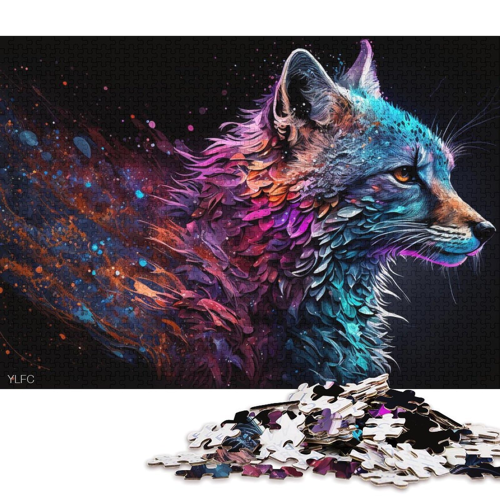 Puzzle 1000 Piece Adult Jigsaw Puzzle Art Graffiti Wolf Puzzle for Adults Wooden Jigsaw Educational Games For Adults And Kids 75 * 50cm/1000pcs