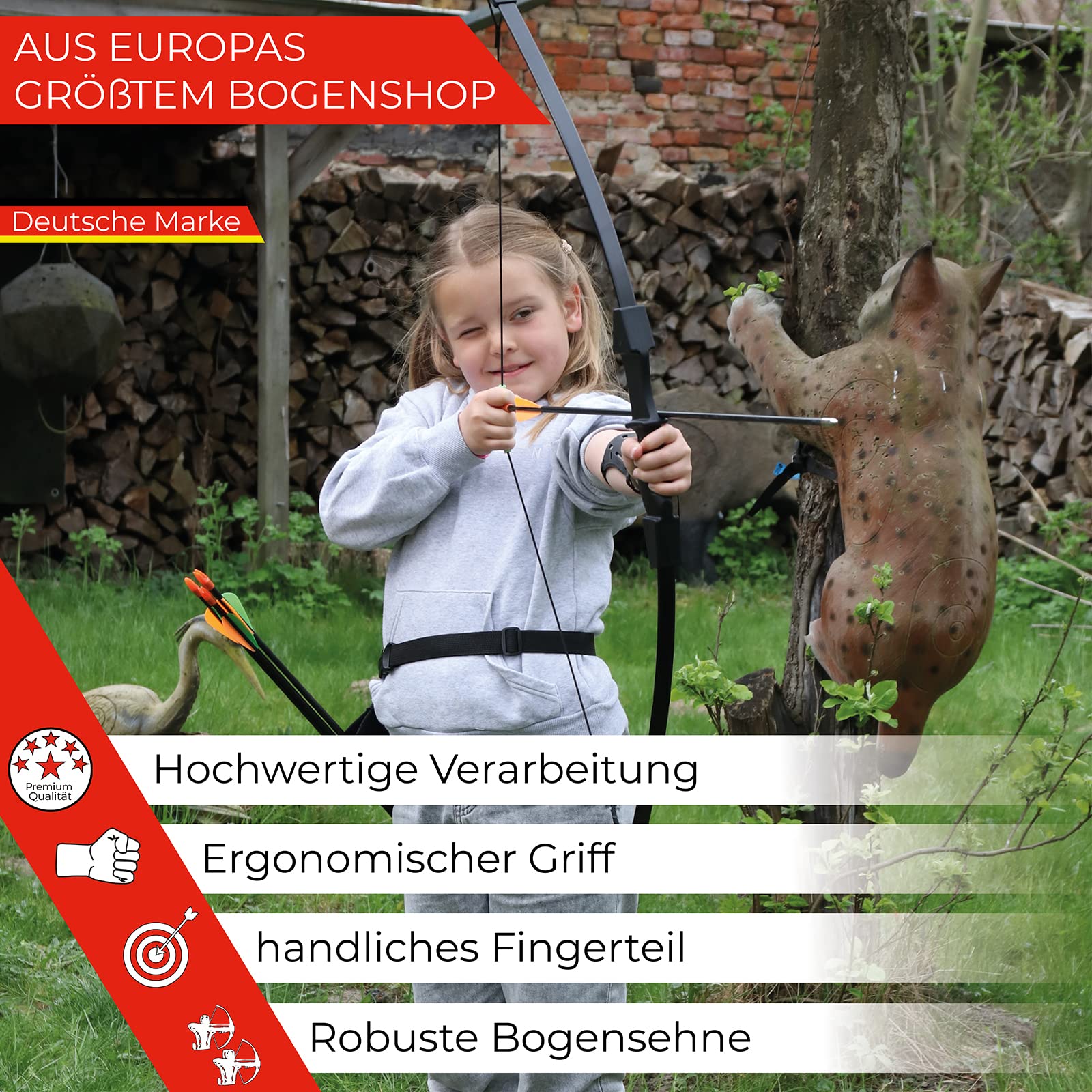 Youth Pfeil und Bogen Set 10–20 lbs Jugendbogen mit 8 | Pfeilen, BSW-Flitzebogen Youth Pfeil und Bogen Set 10–20 lbs Jugendbogen mit 8 Pfeilen, Zielscheibe