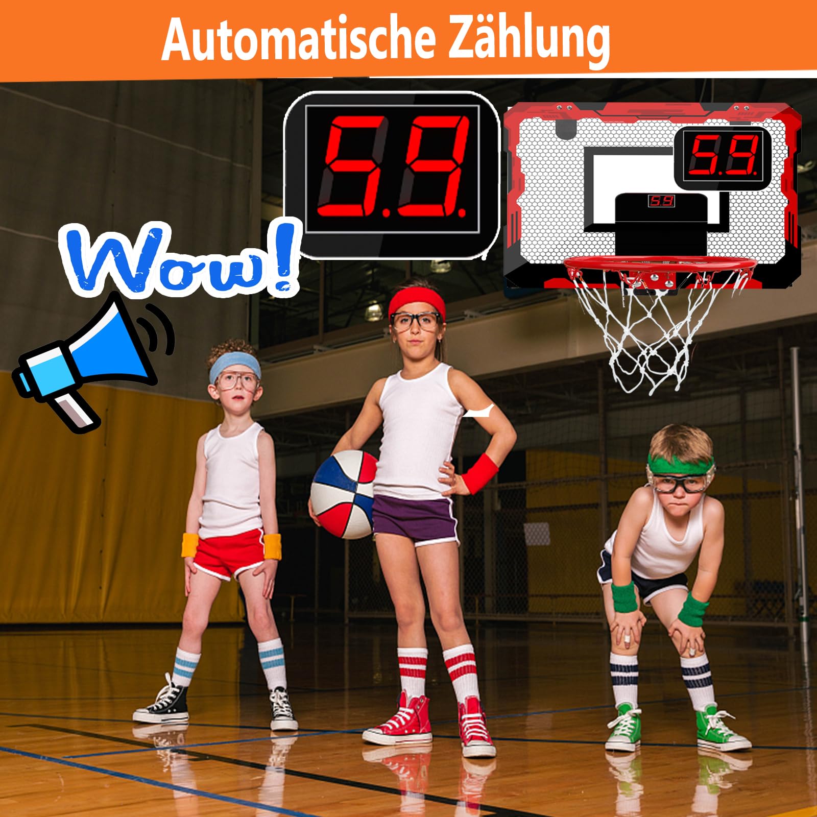 Anzmtosn Mini Indoor Basketball Reifen für Kinder, Kleiner Indoor Basketball Reifen für Tür Metallrand Ziel Hängende Wand Mount Brett Sport Training Spiel für Erwachsene Büro Zuhause 40X30CM