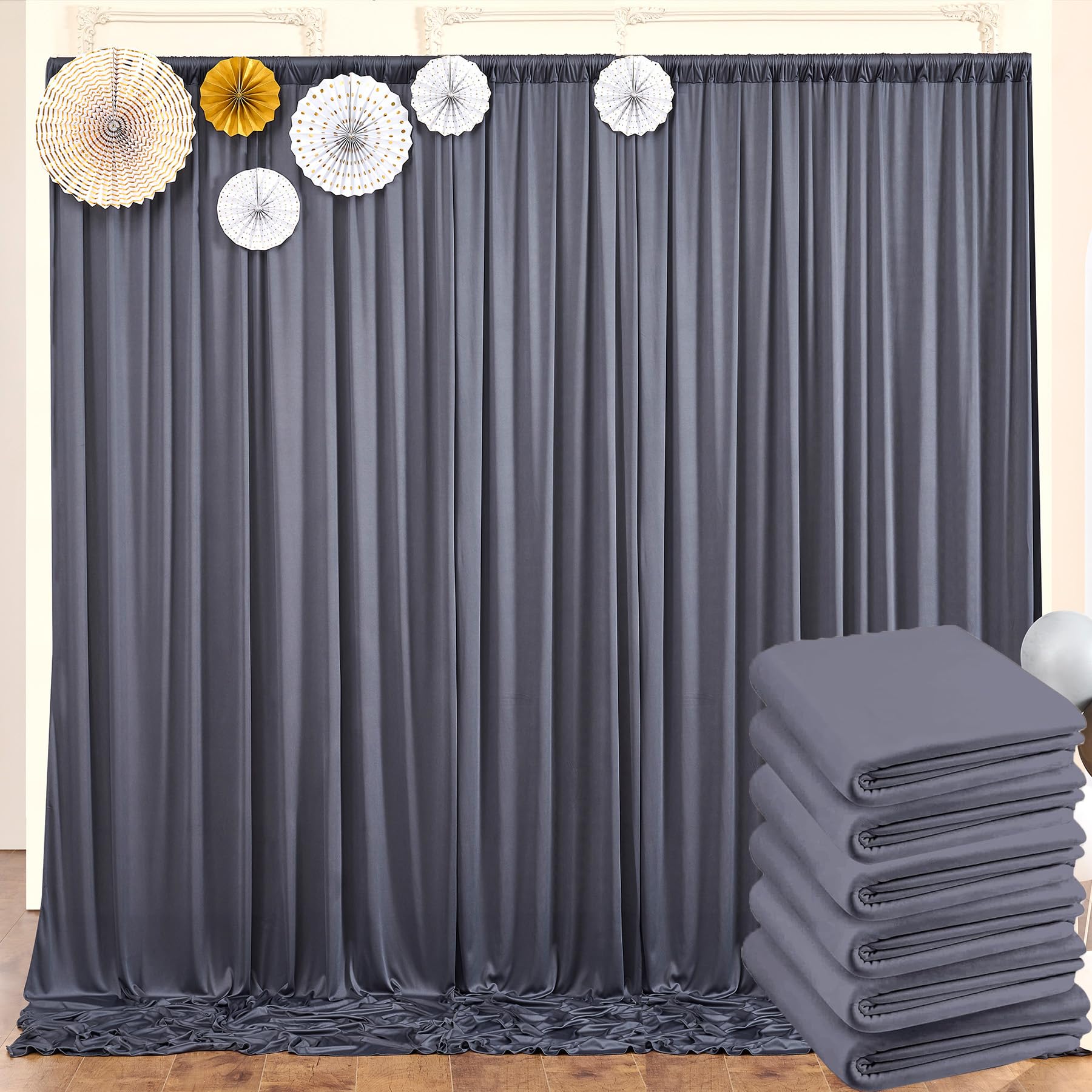 10ft x 10ft Wrinkle Free Black Backdrop Curtains for Parties, 2 Panels 5ftx10ft Polyester Photo Backdrop Drapes for Wedding Birthday Graduation Photography Background — view 121