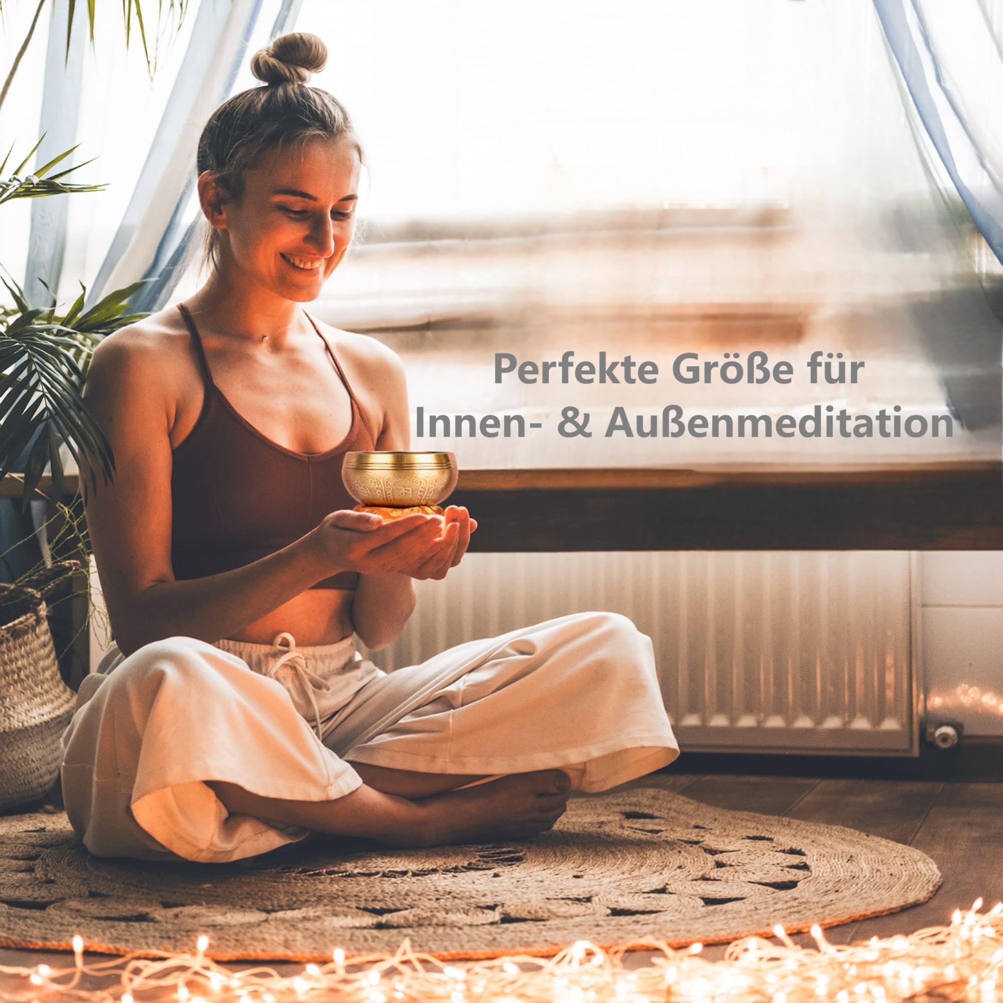 Tibetisches Klangschalen-Set – 100% handgehämmert in Nepal Klangschale für Meditation, Yoga, Chakra, Meditationszubehör, einzigartige Geschenke für Frauen, Männer (9.5 cm)