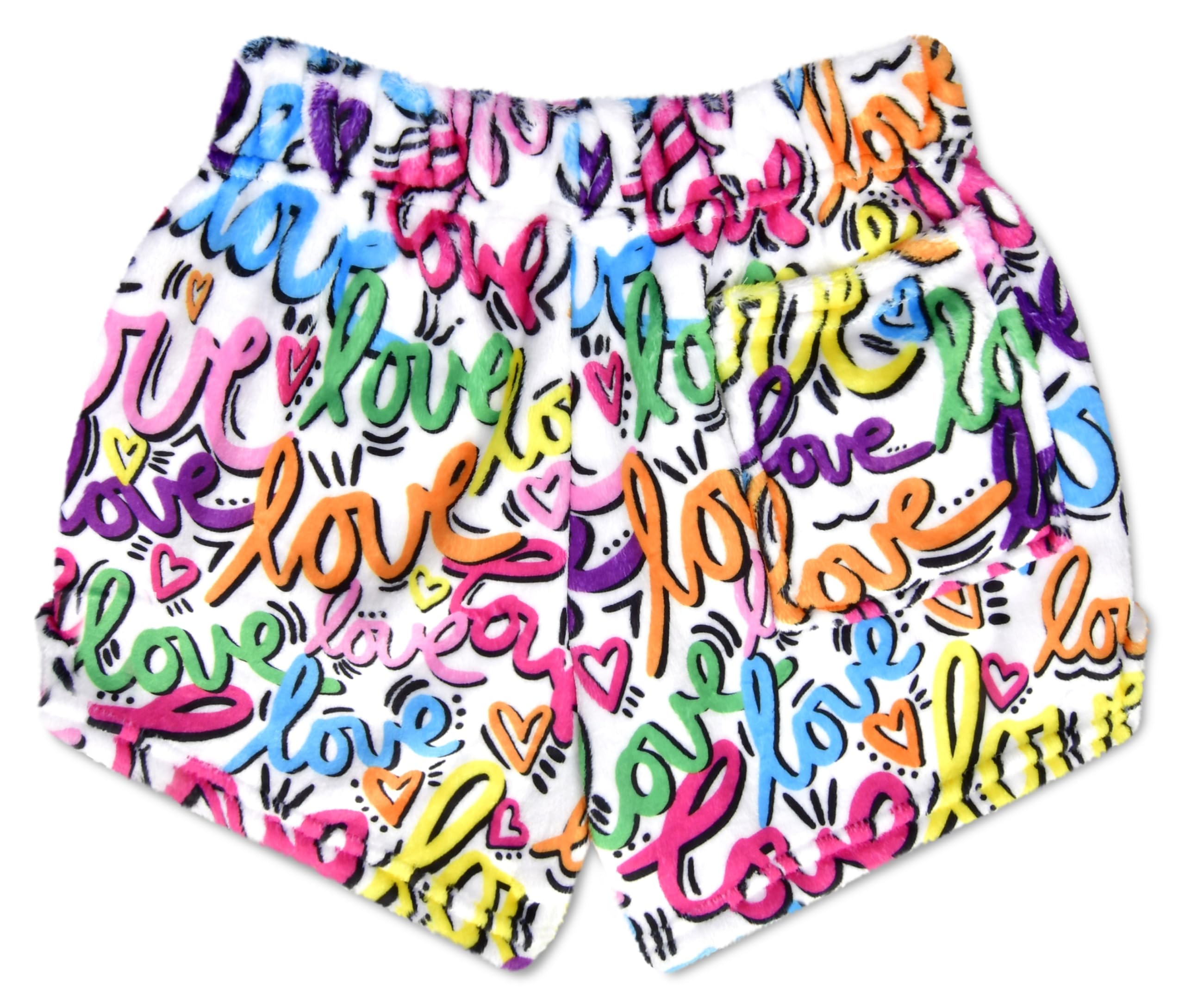 iscream + Corey Paige Designs - Pantaloncini in peluche morbidi e setosi con stampa divertente per ragazze grandi - Collezione Live Brightly